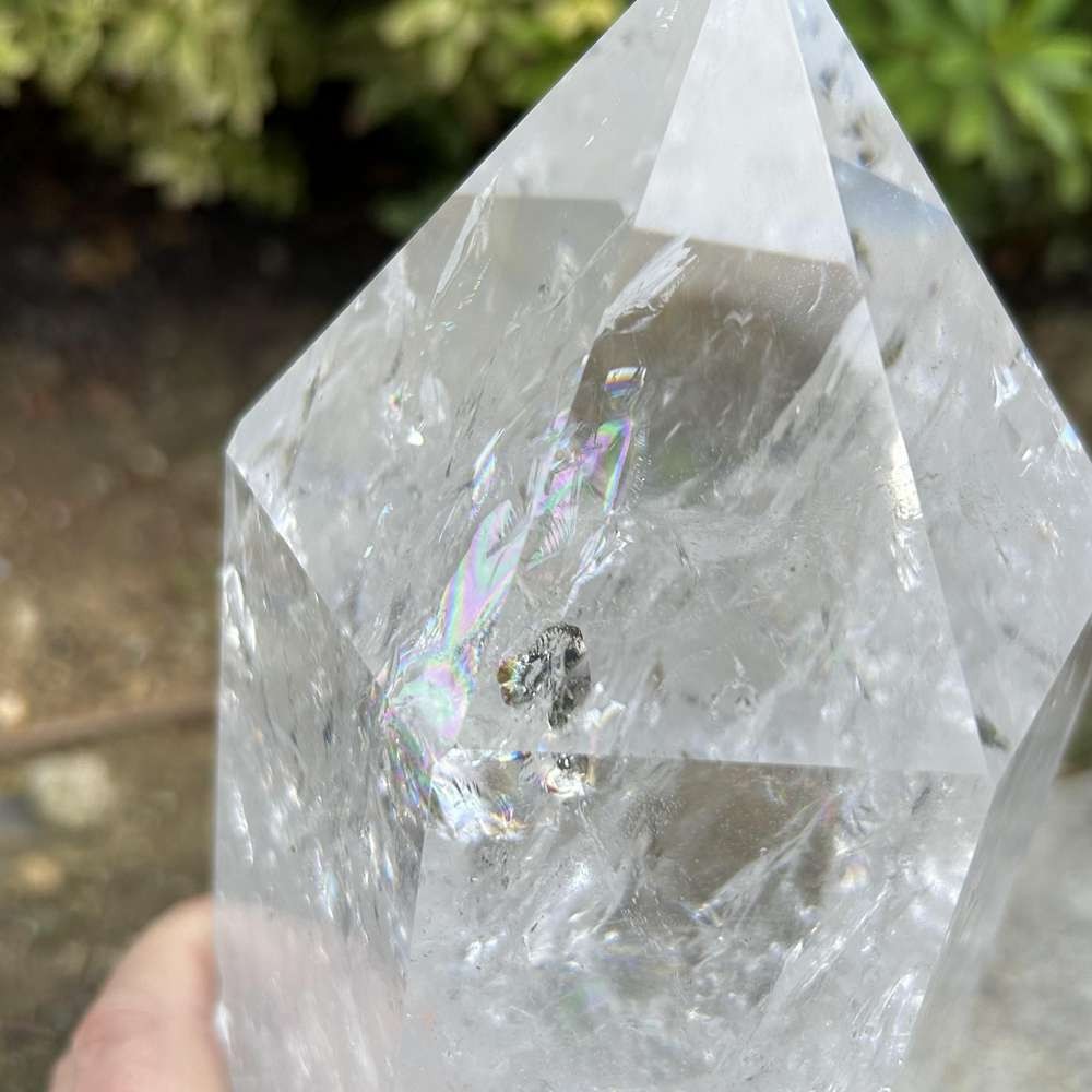 17.9LB TOP Natural clear quartz obelisk carved crystal wand point Reiki Tower