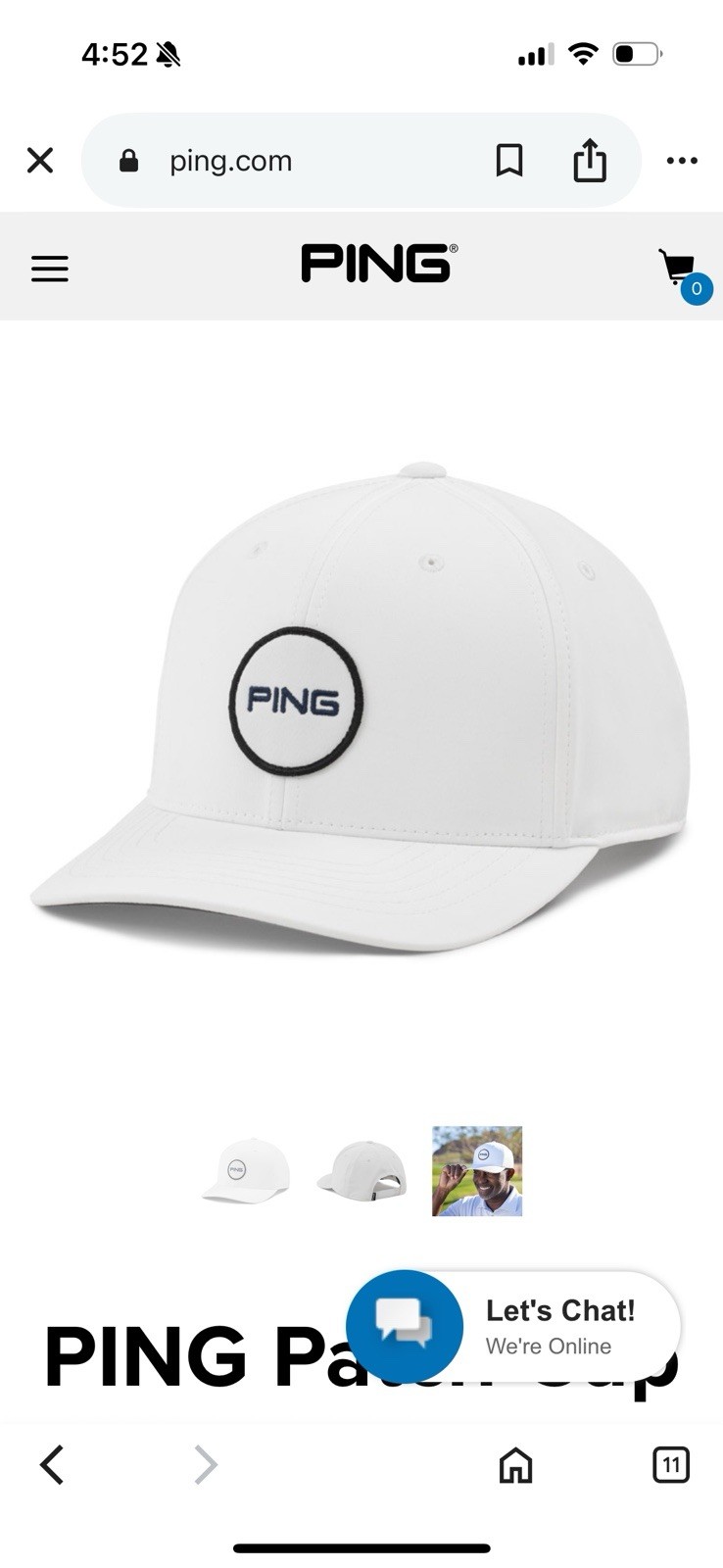PING Patch Cap White – Flexfit Tech 110 – Brand New with Tags – Golf Hat