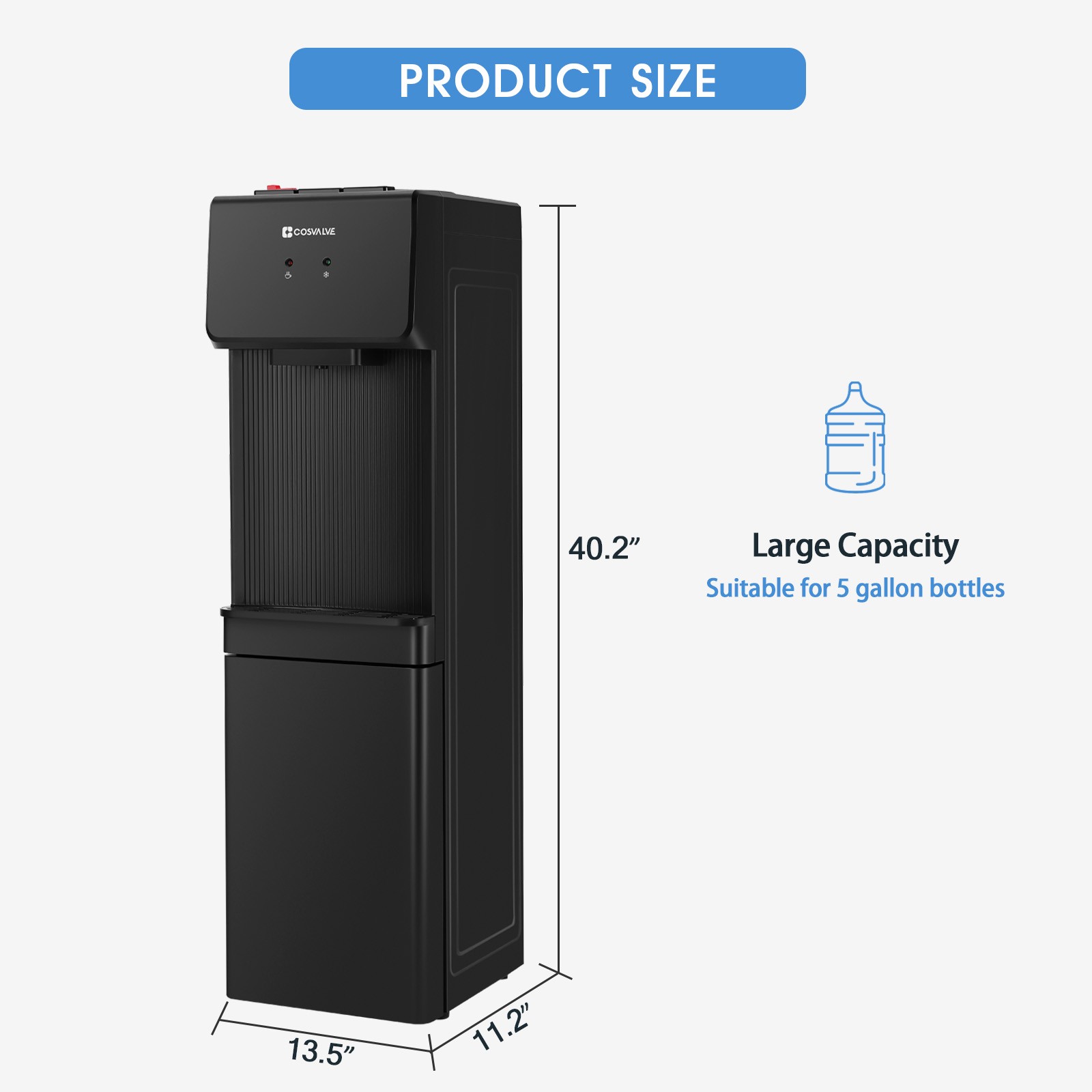 Top Loading Hot/Cold Water Cooler Dispenser Compressor Refrigeration Freezer