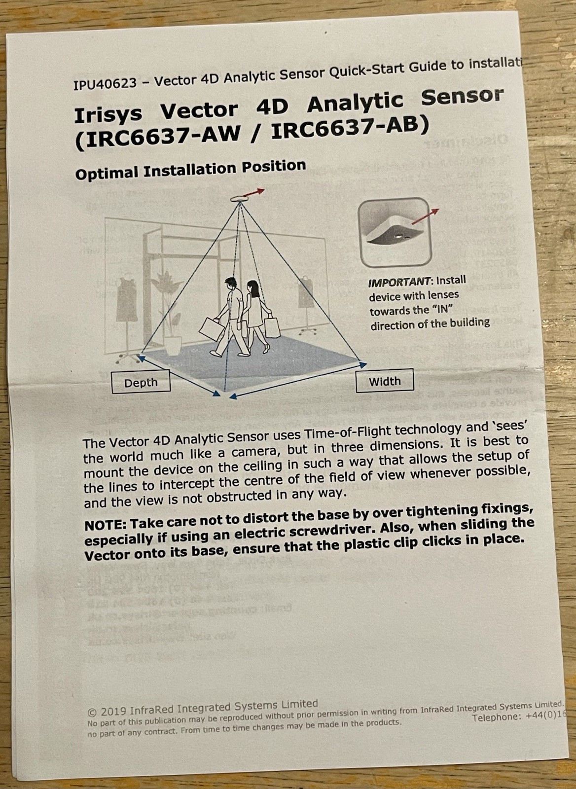Irisys Vector 4D IRC6637-AW People Counting Device NEW