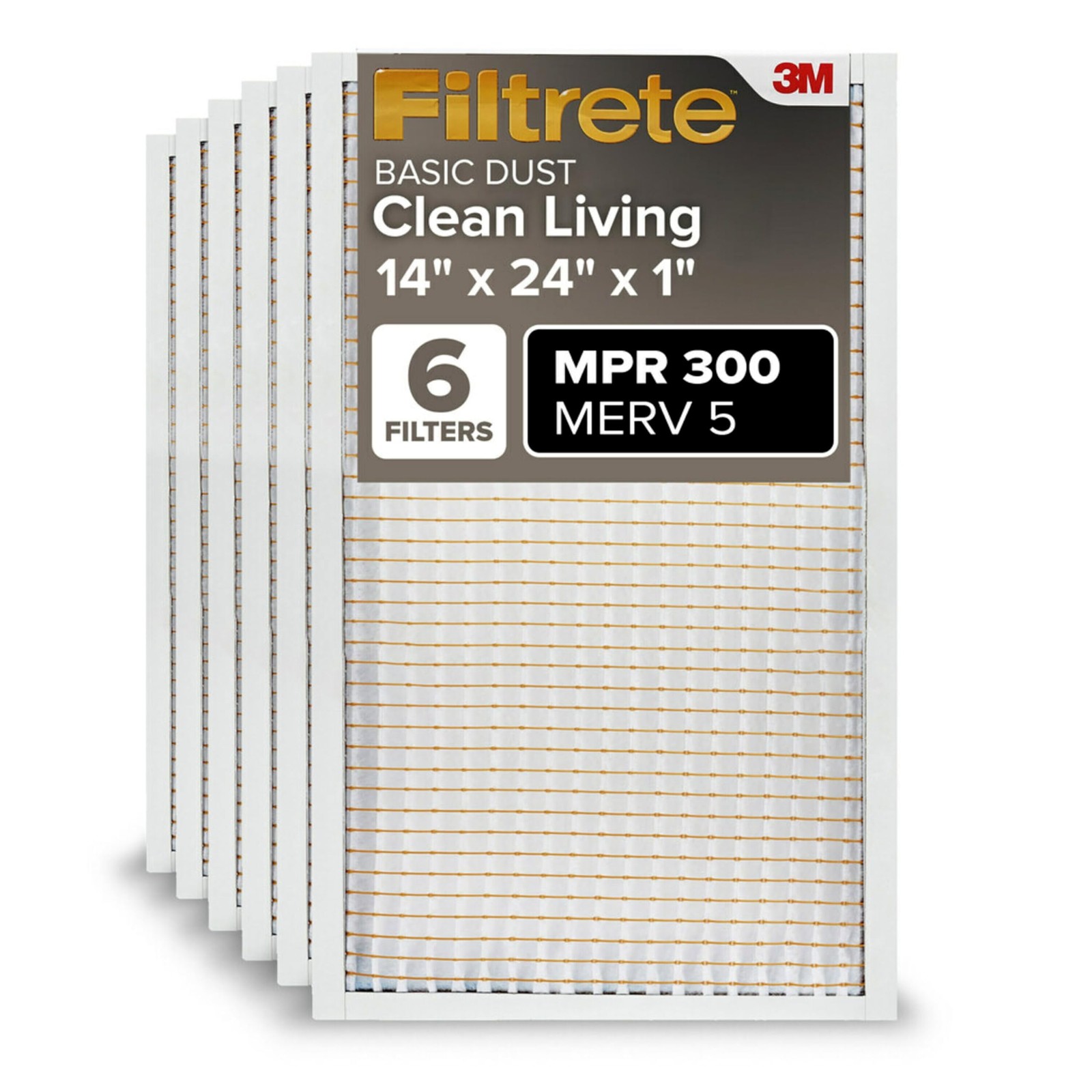 Filtrete 14x24x1 Air Filter MERV 5, 6-Pack AC Furnace Filters for Home HVAC, ...