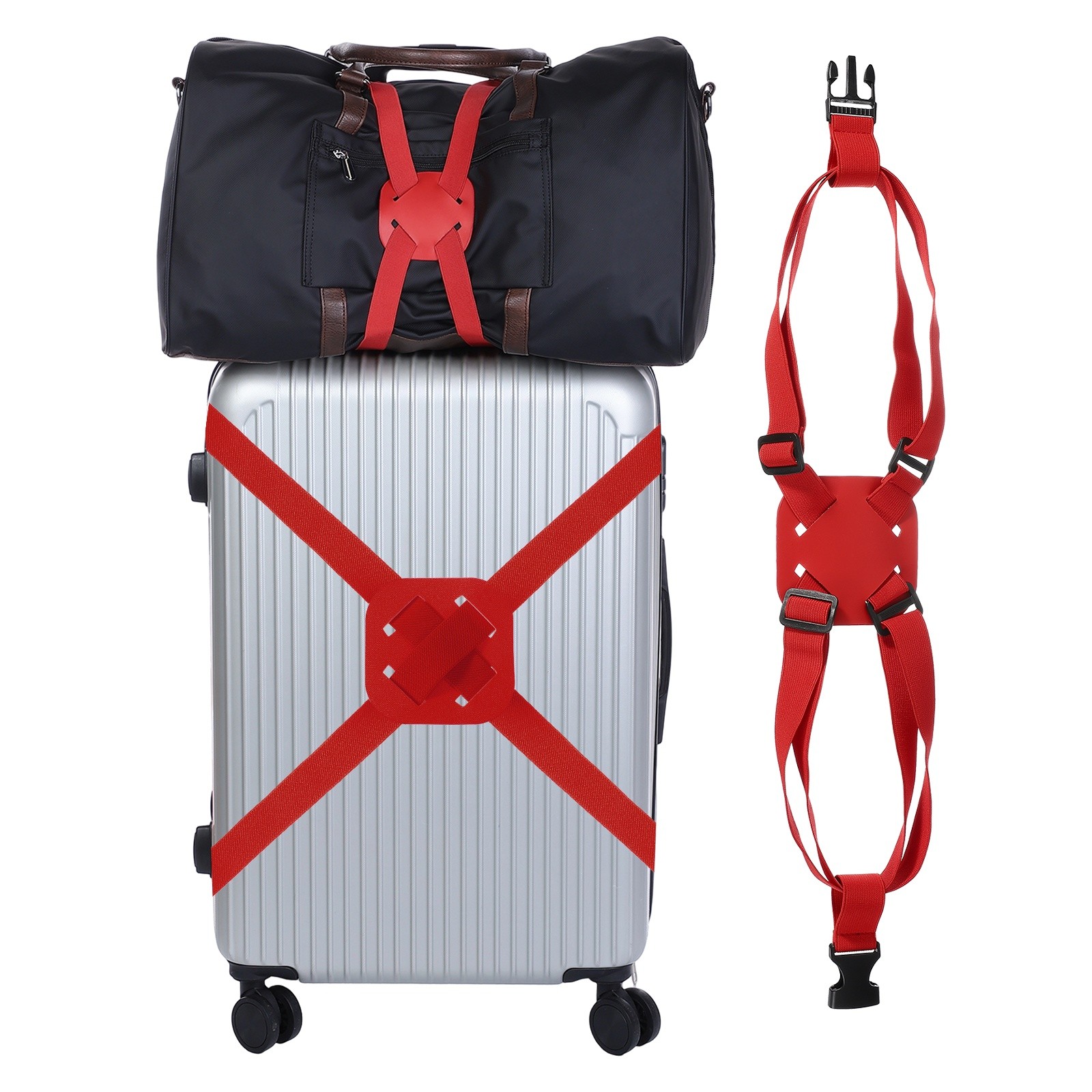 Luggage Straps Bag Bungees for Add A Bag, Suitcase Elastic Strap, Red