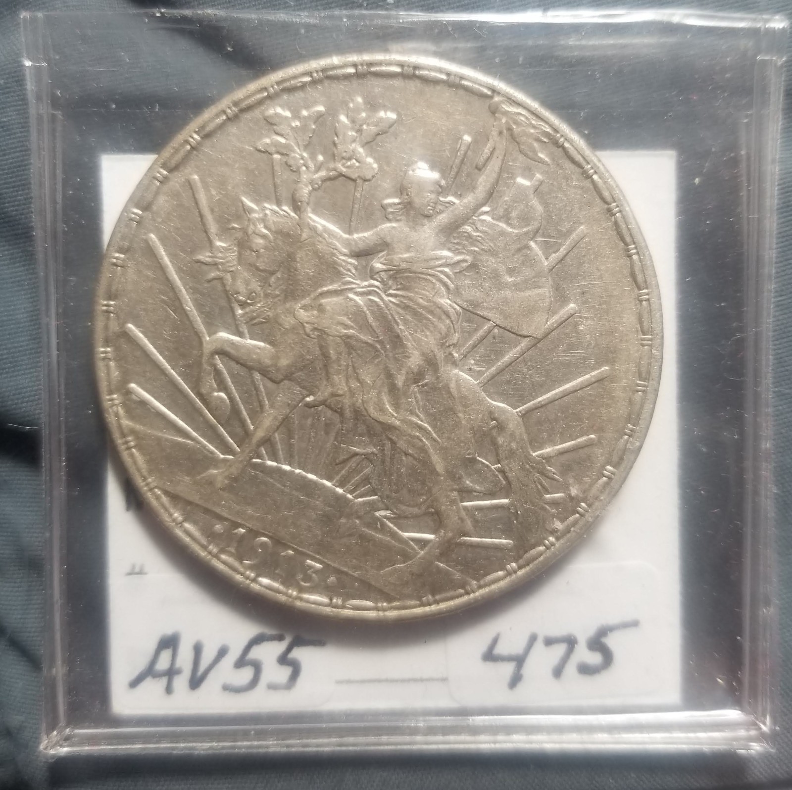 1913 MO MEXICO SILVER CABALITTO PESO AU+