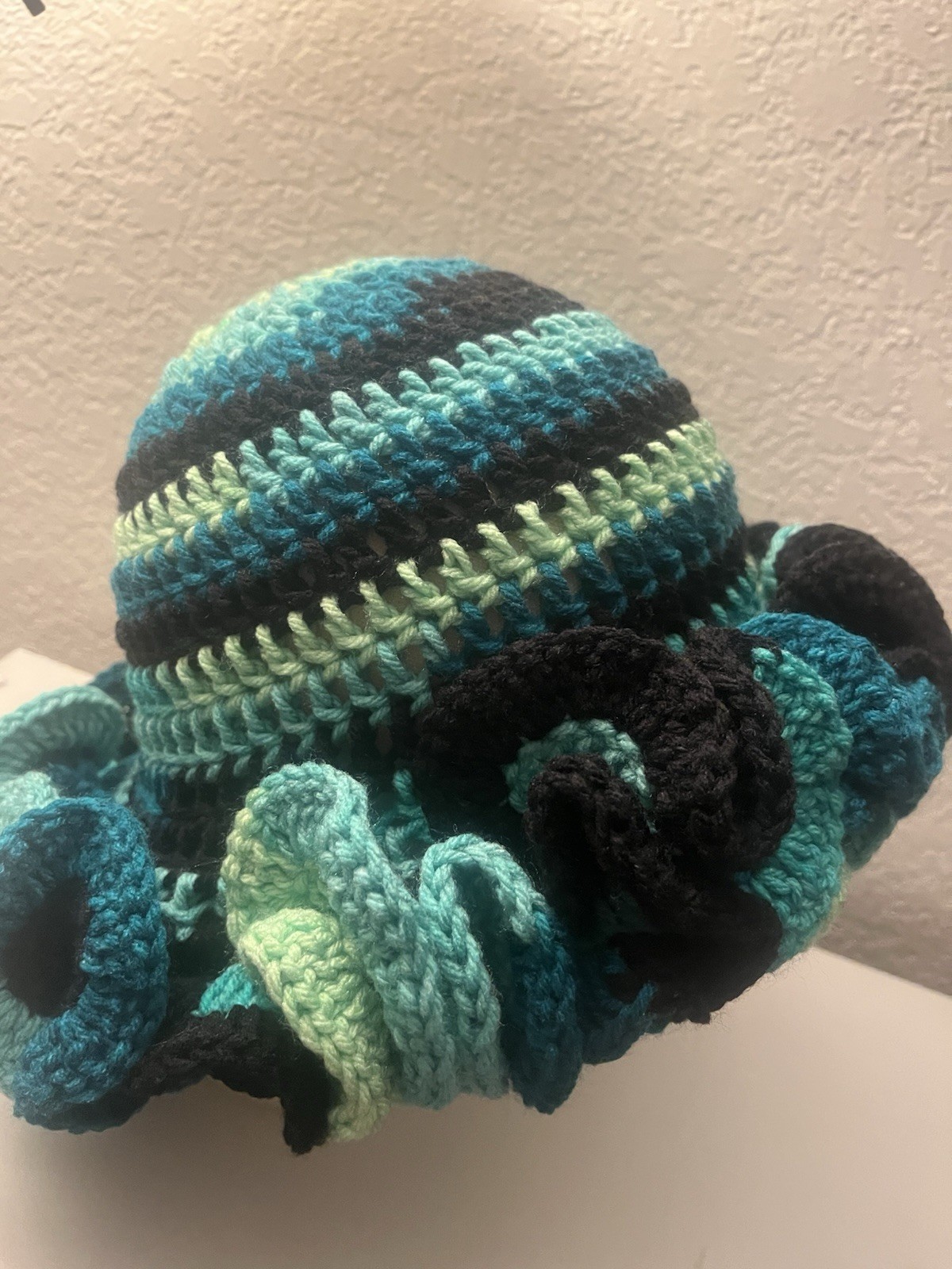 Cute ruffle hat with beautiful mix colors