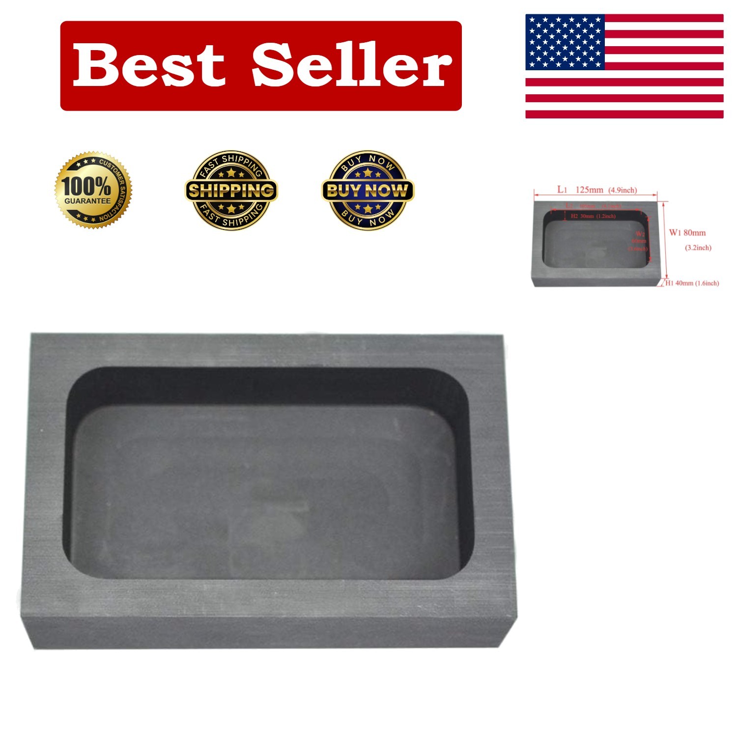 Compact 3kg Graphite Ingot Mold for Professional Melting & Casting Applications