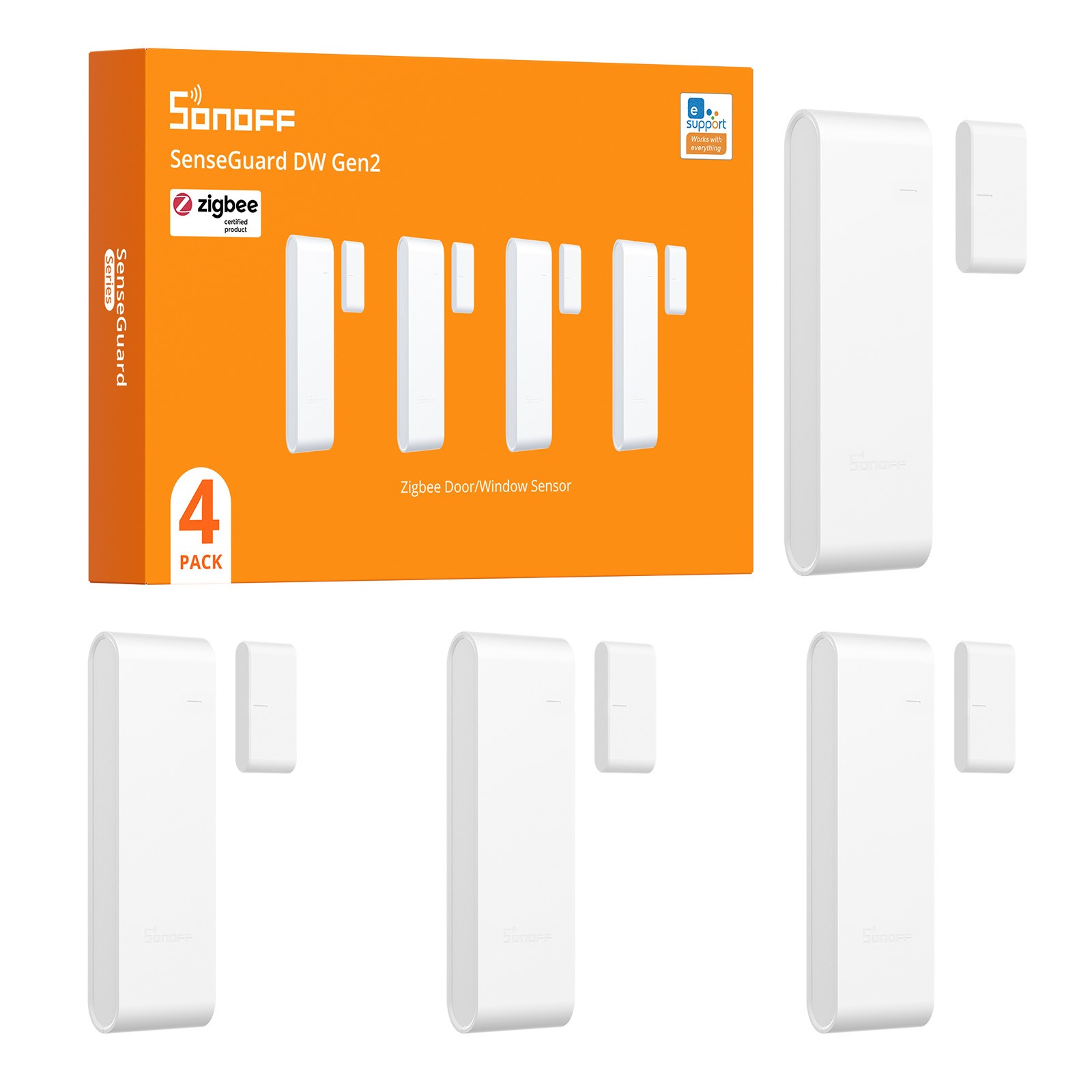 SONOFF Zigbee Wireless Door Window Sensor,Tamper Alerts Smart Home Security 4PCS