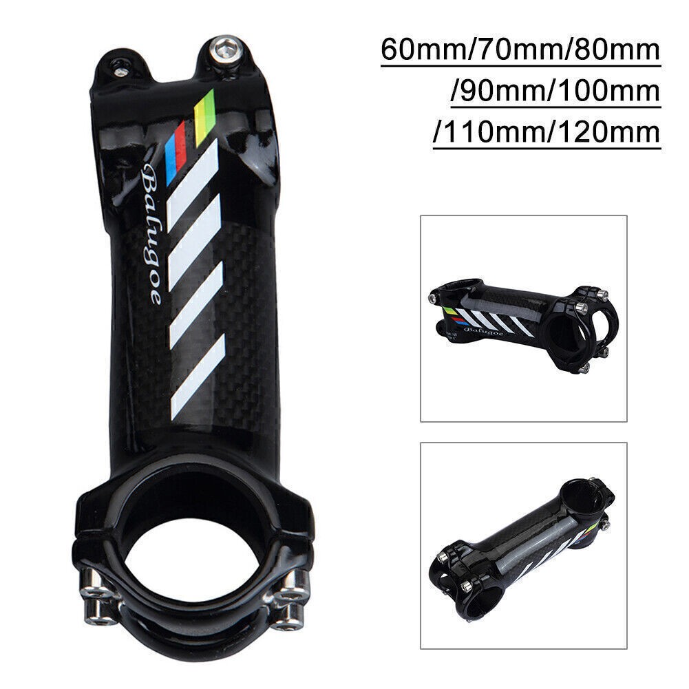 EC90 31.8mm Aluminum+Carbon Fiber Road/MTB Bike Stems Riser 6° 3K Glossy Black