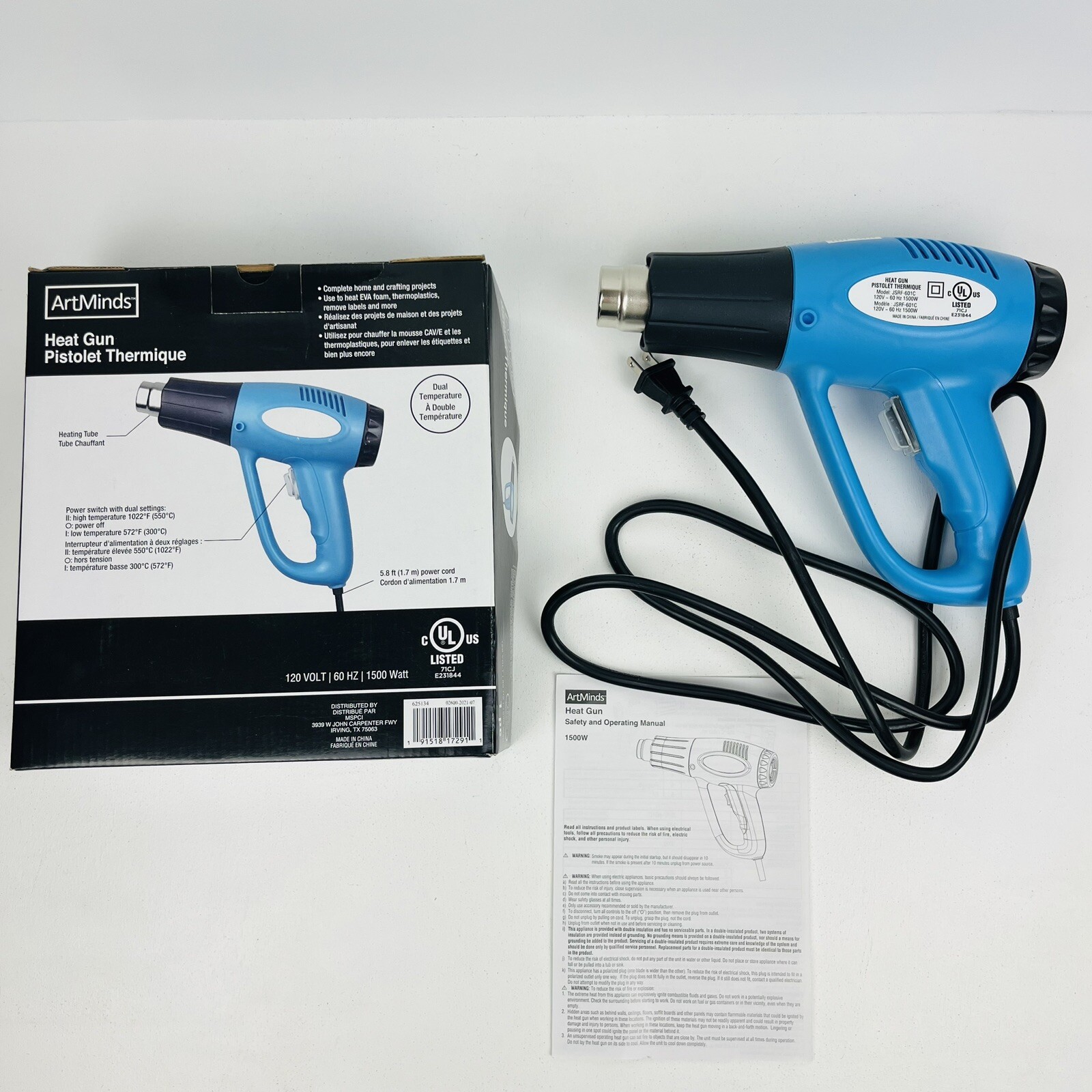 ArtMinds Heat Gun Dual Temperature 1 Piece 1500 Watt 120 Volt 60 HZ