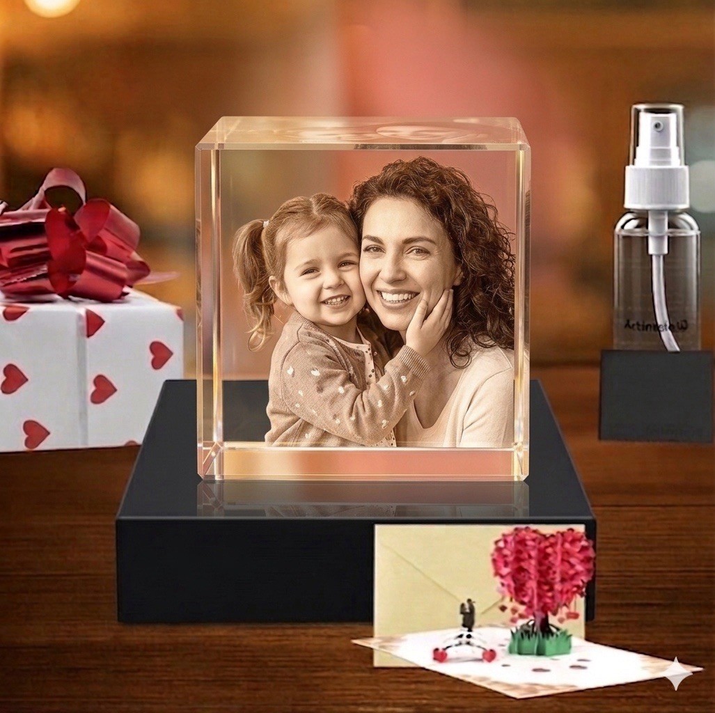 LED Light Base for 3D Crystal, USB Display Stand Color Changing Square Black