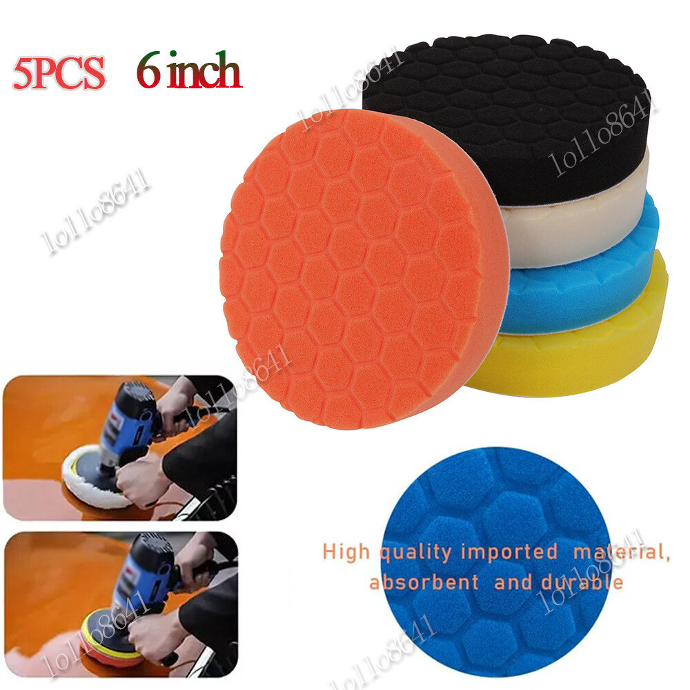 5pcs 6 Inch Car Buffing Pads Polishing for Drill Sponge Kit Waxing Foam Polisher