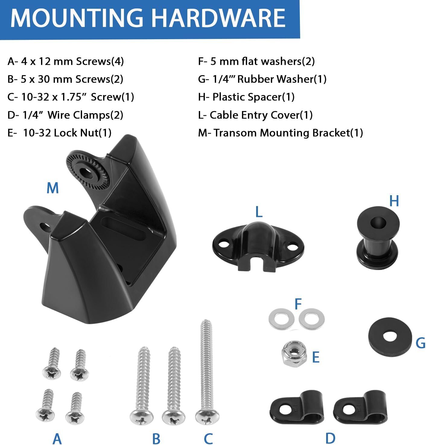 Garmin Replacement Transom Transducer Mount Mounting Bracket for 010-10272-00