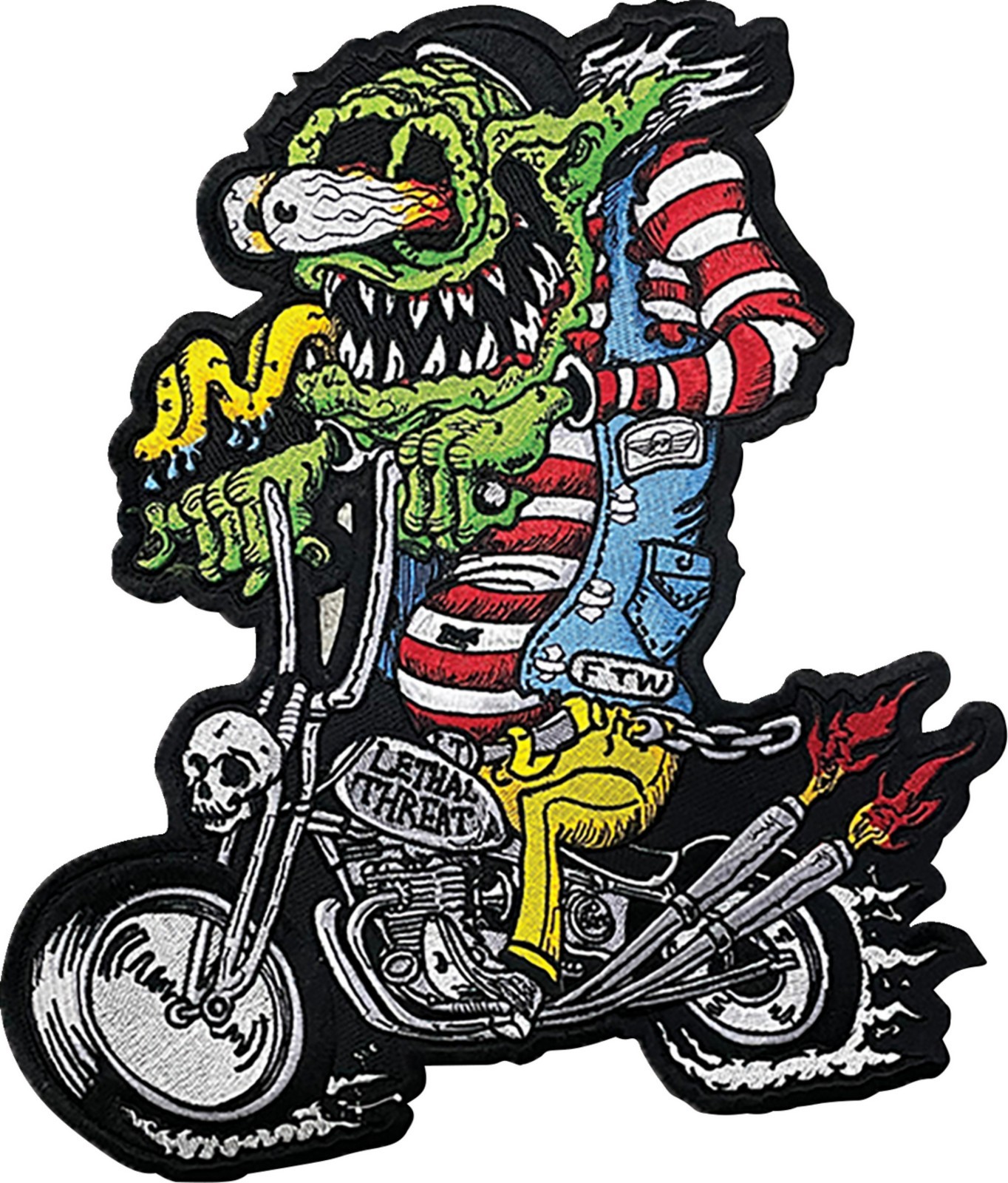 Lethal Threat Monster Biker Embroidered Patch Green