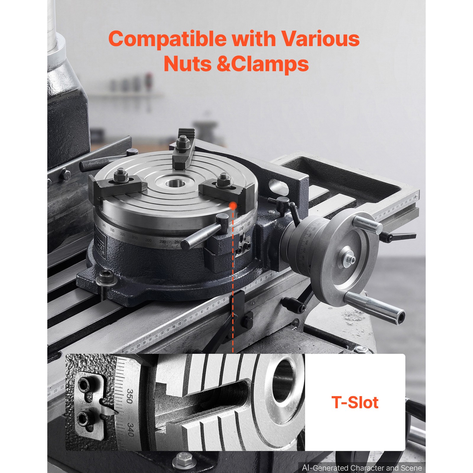 Uimoso 8-Inch Horizontal and Vertical Rotary Table for Precision Milling