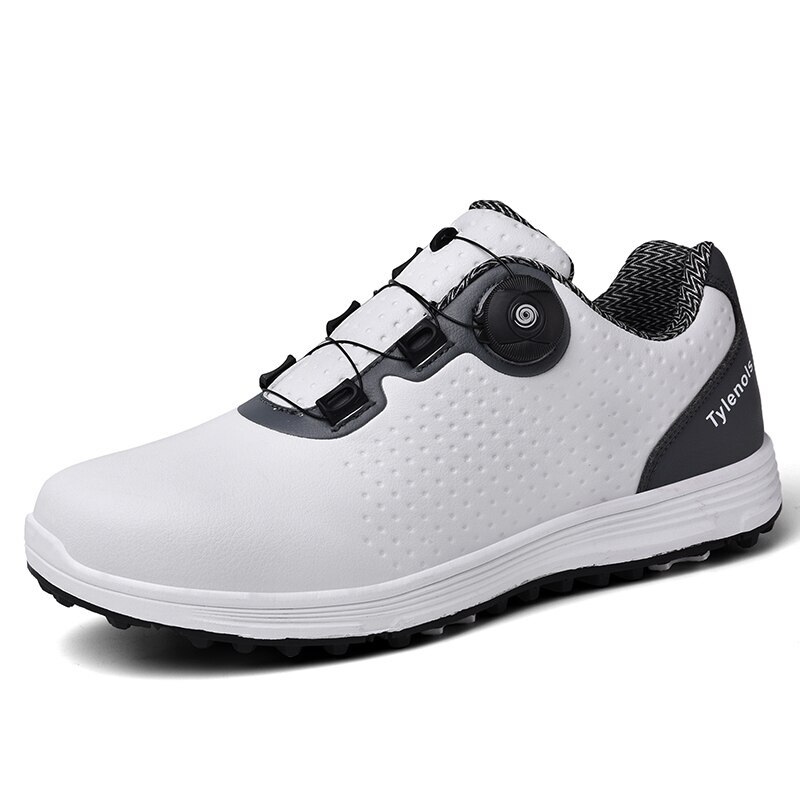 Mens Golf Shoes Waterproof Leather Golfing Spikes Shoes Outdoor Non-slip Sneaker