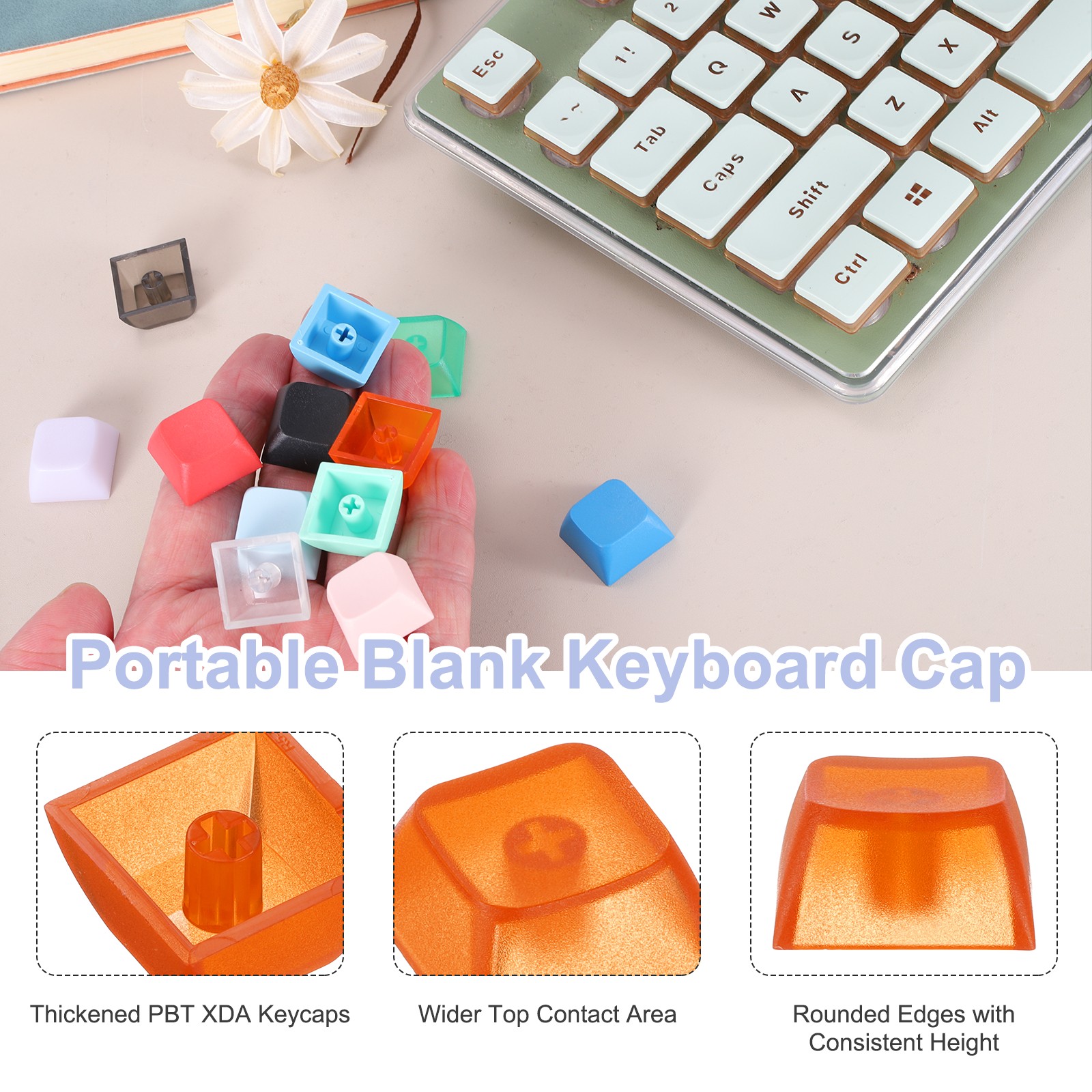 10Pcs XDA Profile Keycap Set PBT Mechanical Numeric Keypads, Clear Orange