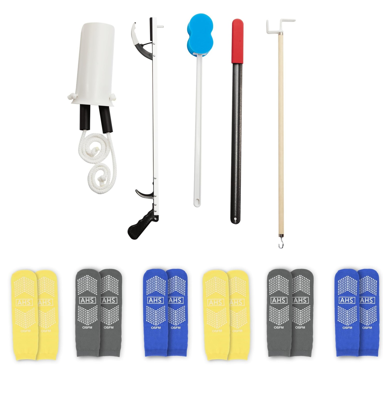 AHS 6-Piece Hip Knee Replacement Kit | Stocking Aid, Reacher, Sponge Rod, Sho...