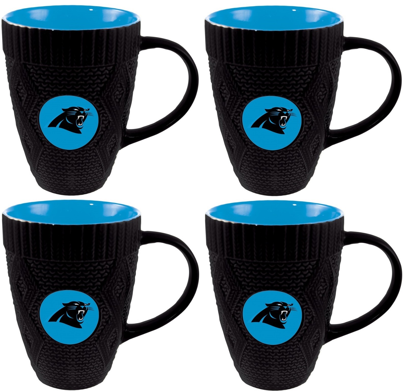 (4) NFL Carolina Panthers Football Ceramic Coffee Mugs Drink Cups 16oz 16 Ounces