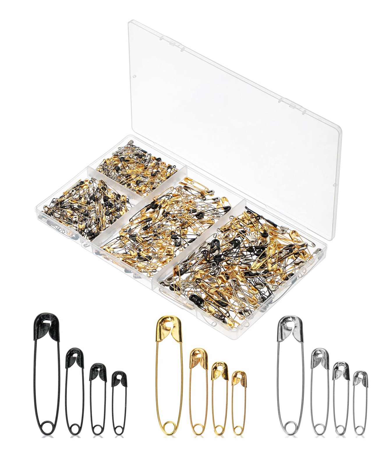 Assorted Safety Pins  600 Pack, Small & Large Sizes, Assorted Colors, Ideal f...