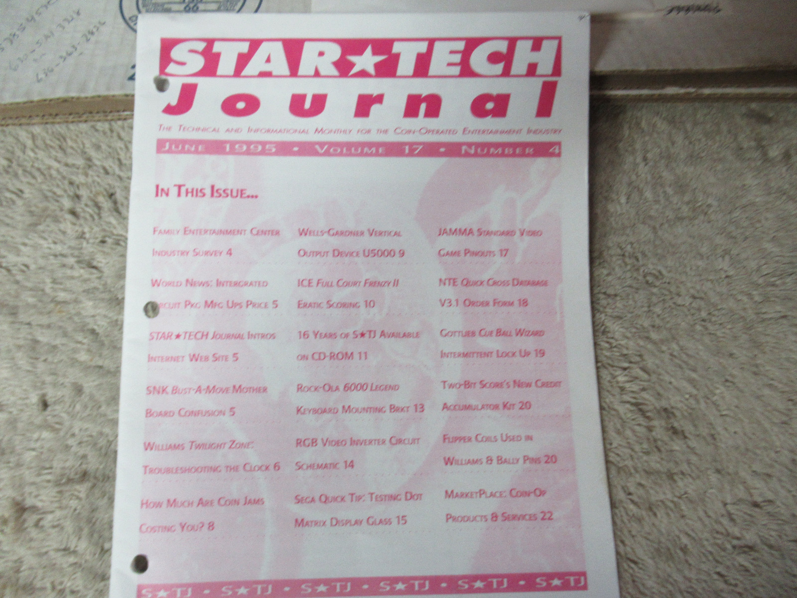 1995 JUNE ;twilight zone ball pinball  STAR TECH JOURNAL  manual