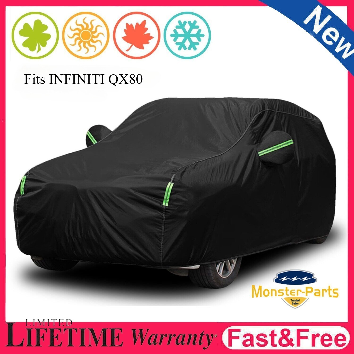 For INFINITI QX80 Full Car Cover Waterproof Sun Dust All Weather Protection