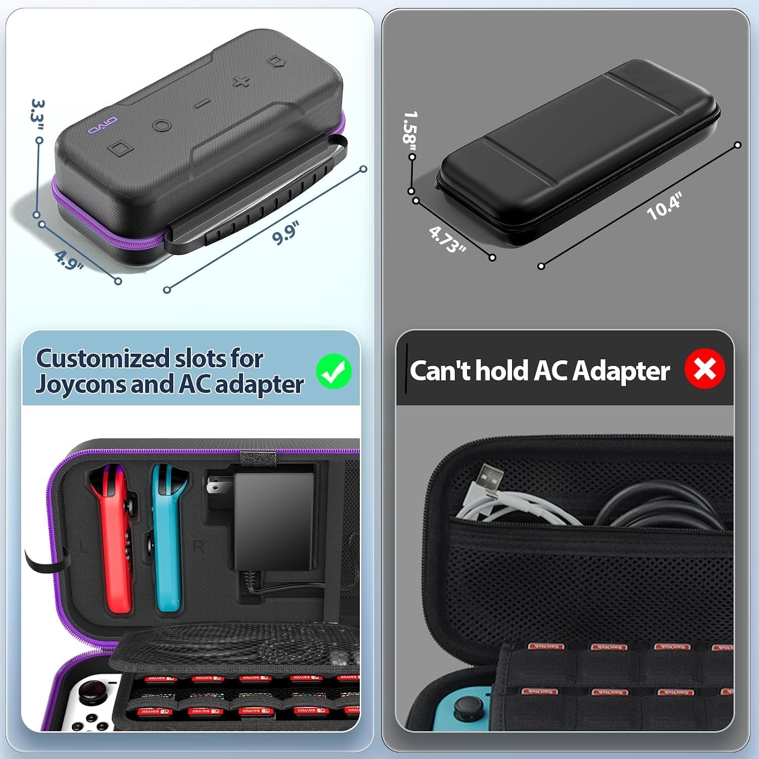 Carrying Case Compatible with Nintendo Switch/OLED - Fit for Joycon and AC Ad...