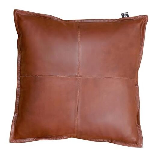Lambskin Leather Pillow Cover - Chair, Tan Antique Box(02) Pack of 1 20" x 20"