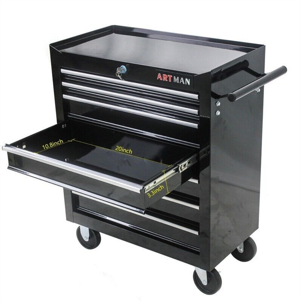 7 Drawers Rolling Tool Box Cart Tool Storage Cabinet Steel Lockable Tool Chest