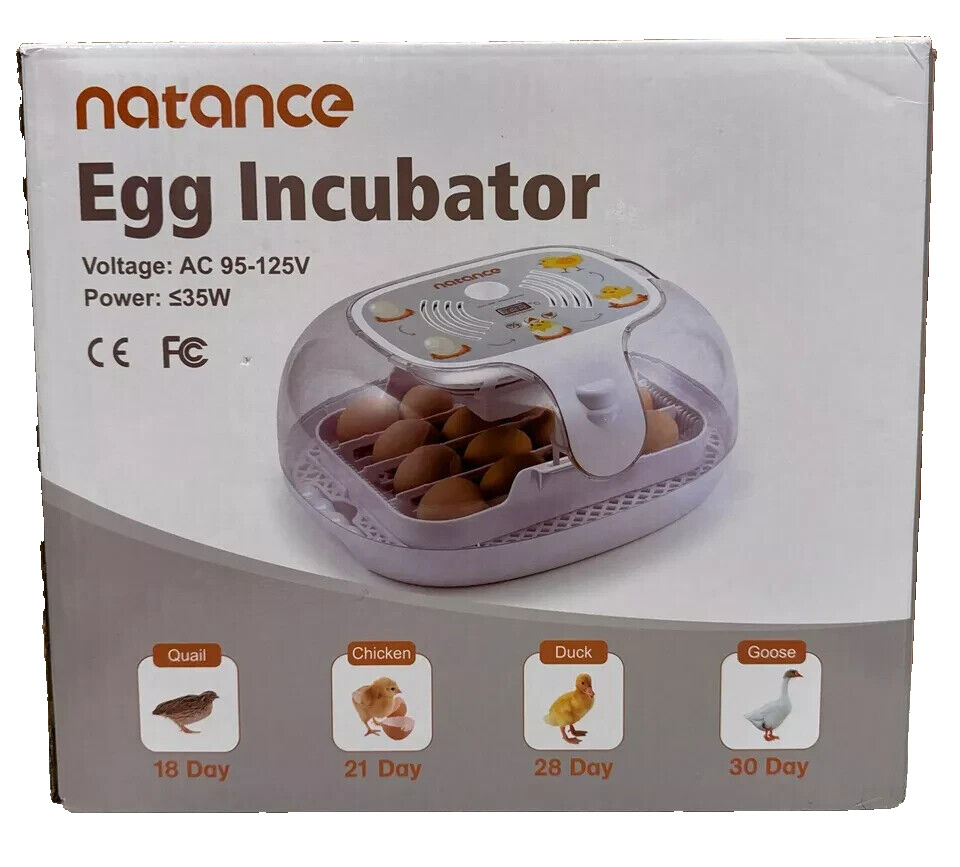 Natance 16 Egg Incubator Automatic Turner, Temperature Control, Cradle Function