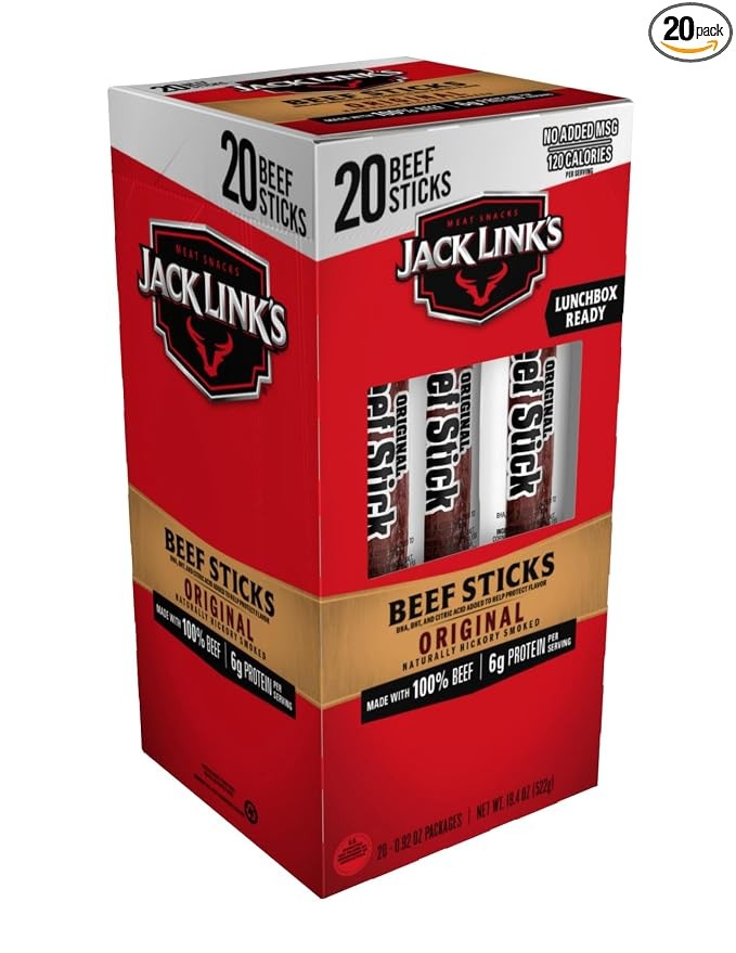 Snack Size Grass-Fed Original Beef Jerky Snack Sticks 0.5Oz 24-Pack - Keto, Pale
