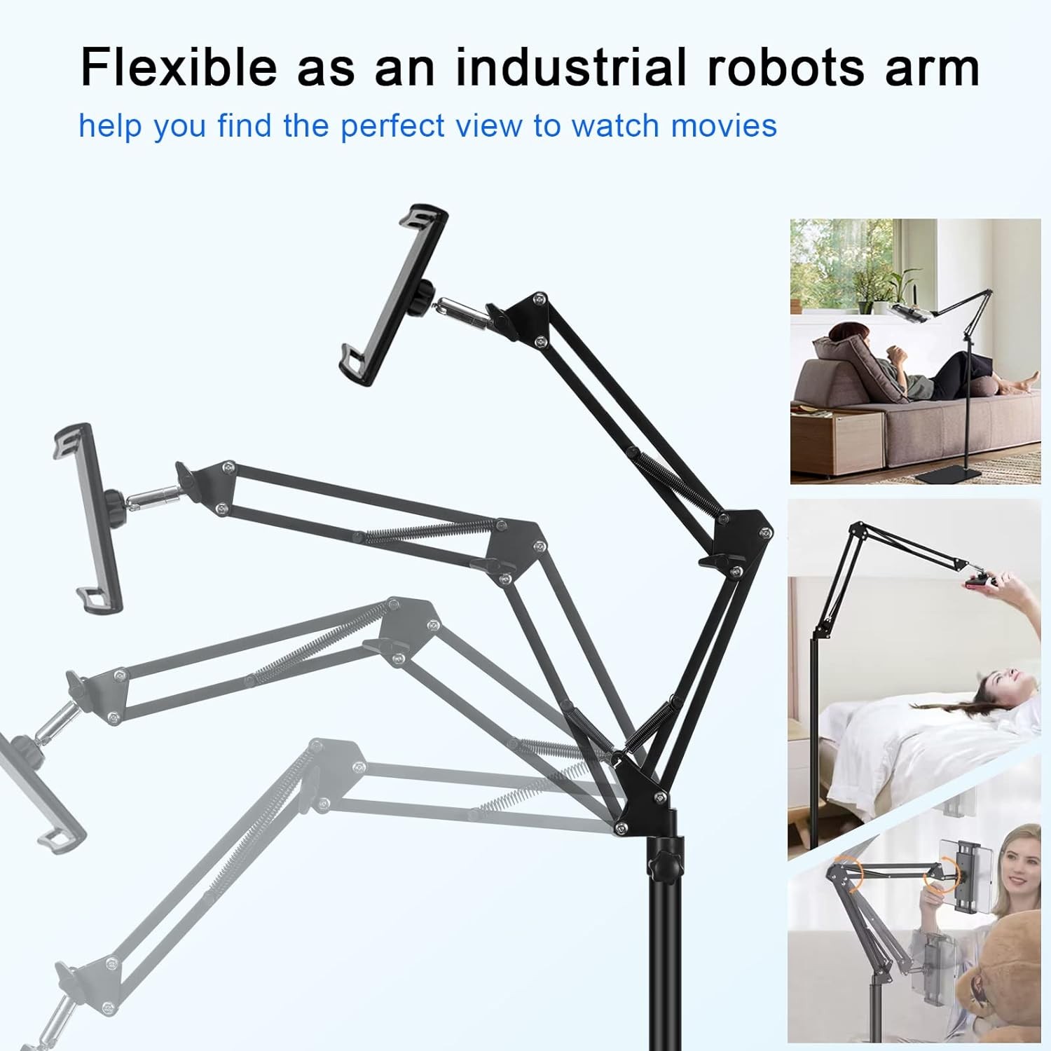 Tablet Floor Stand Double Weighted Base Adjustable Holder for 4.5-13" Devices
