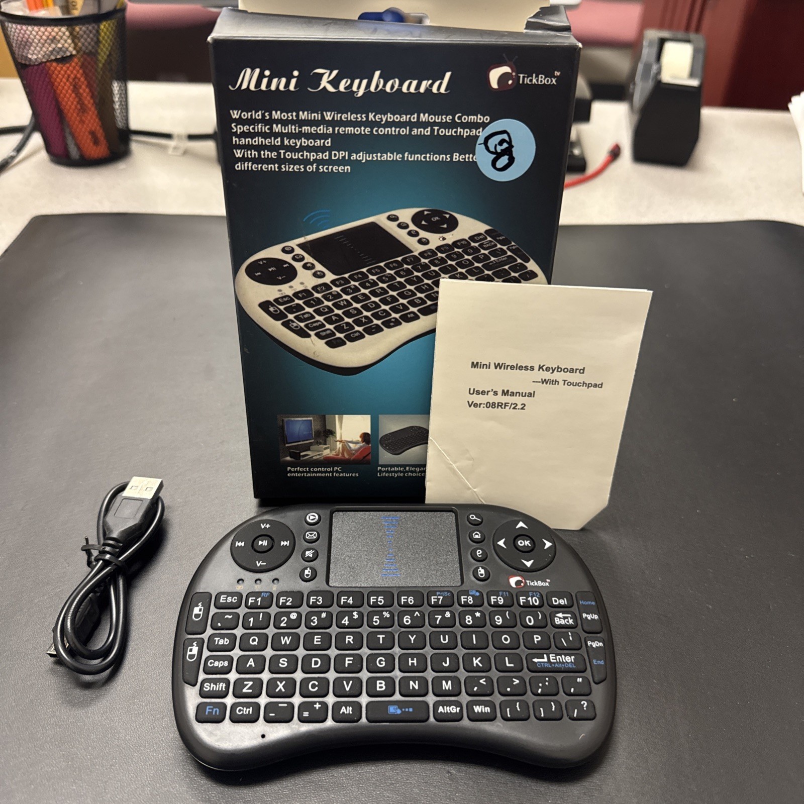 Tickbox Mini Portable Wireless Keyboard Mouse Combo Xbox 360 PS3 PCs Smart TVs