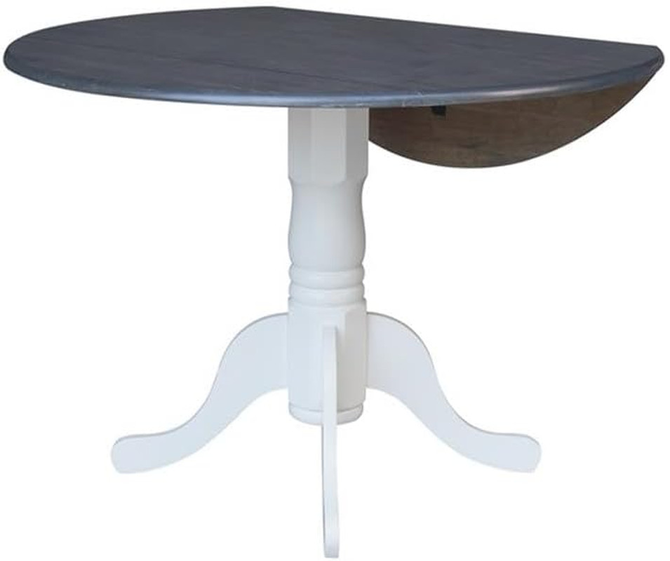 42 In. Wood Dining Table with 2 Madrid Ladderback Chairs in White/Heather Gray