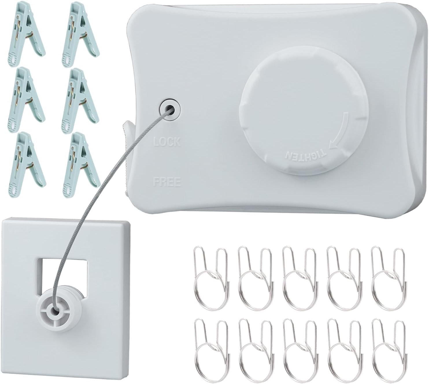 Retractable Clothesline Indoor Outdoor Heavy Duty 16.7Ft White Laundry Line