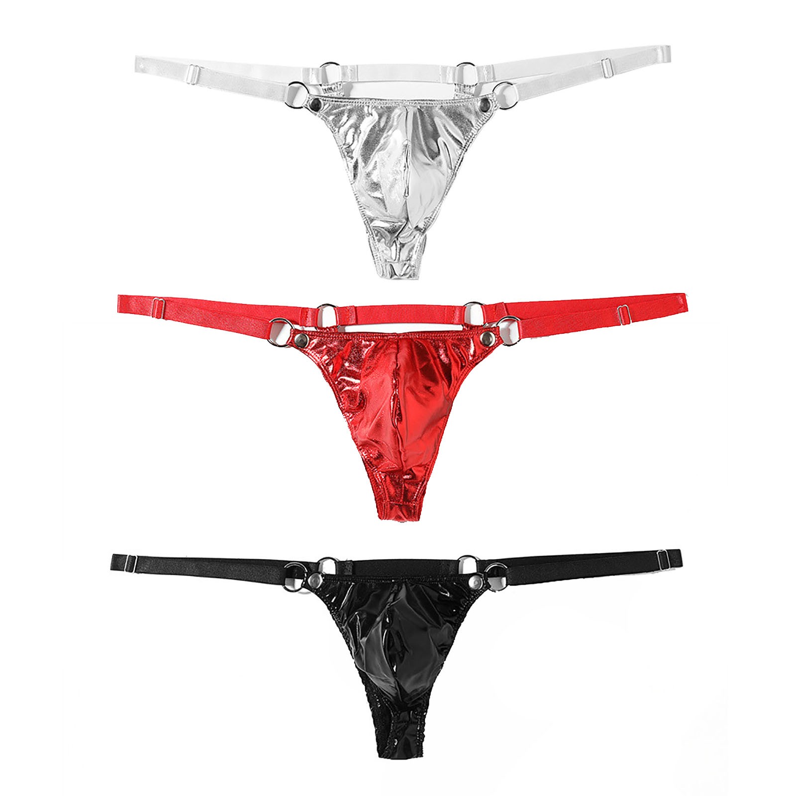 Men Underwear Swimwear G-string Hipster Thongs Triangular Metallic Underpants