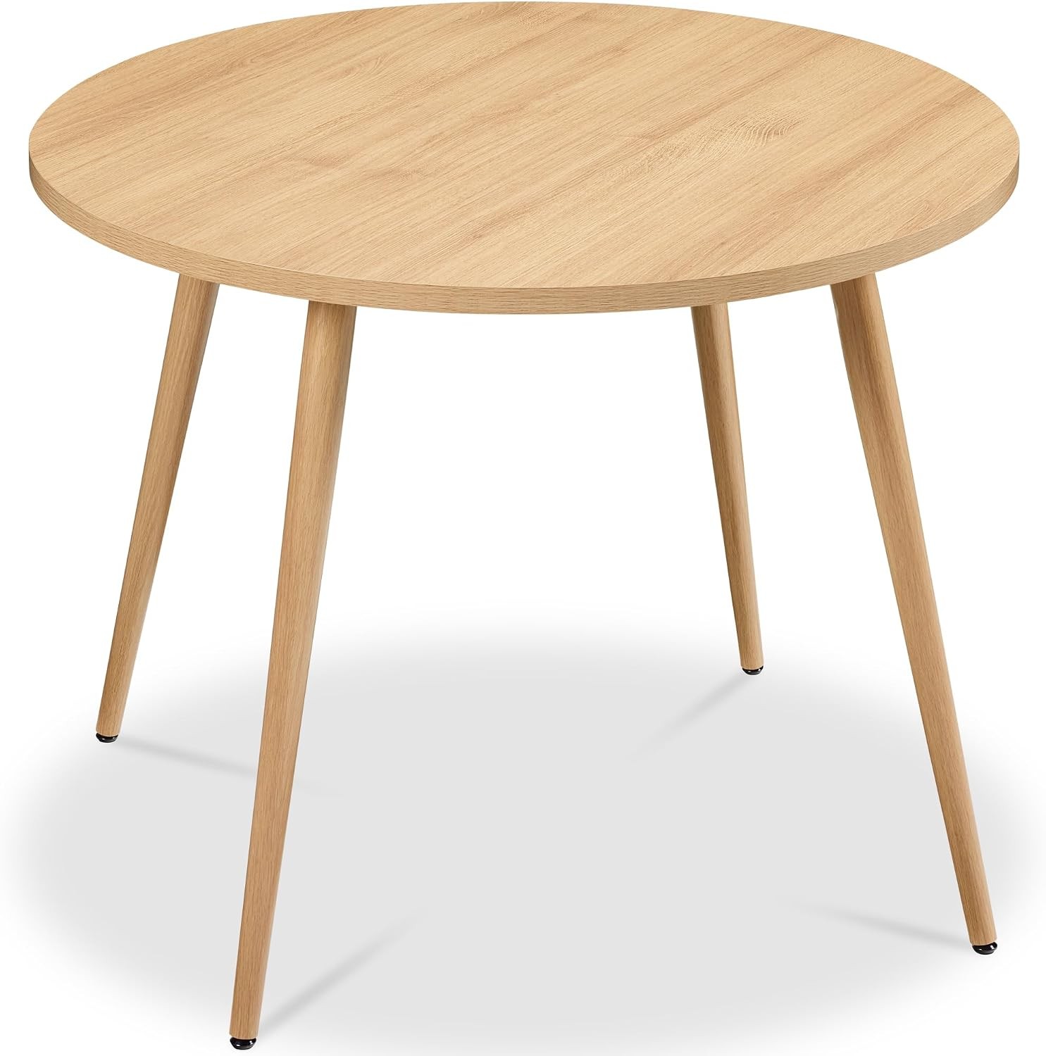 Choice Products Round 35.5in Dining Table for 4 w/Sturdy Wood Finish Steel Legs,