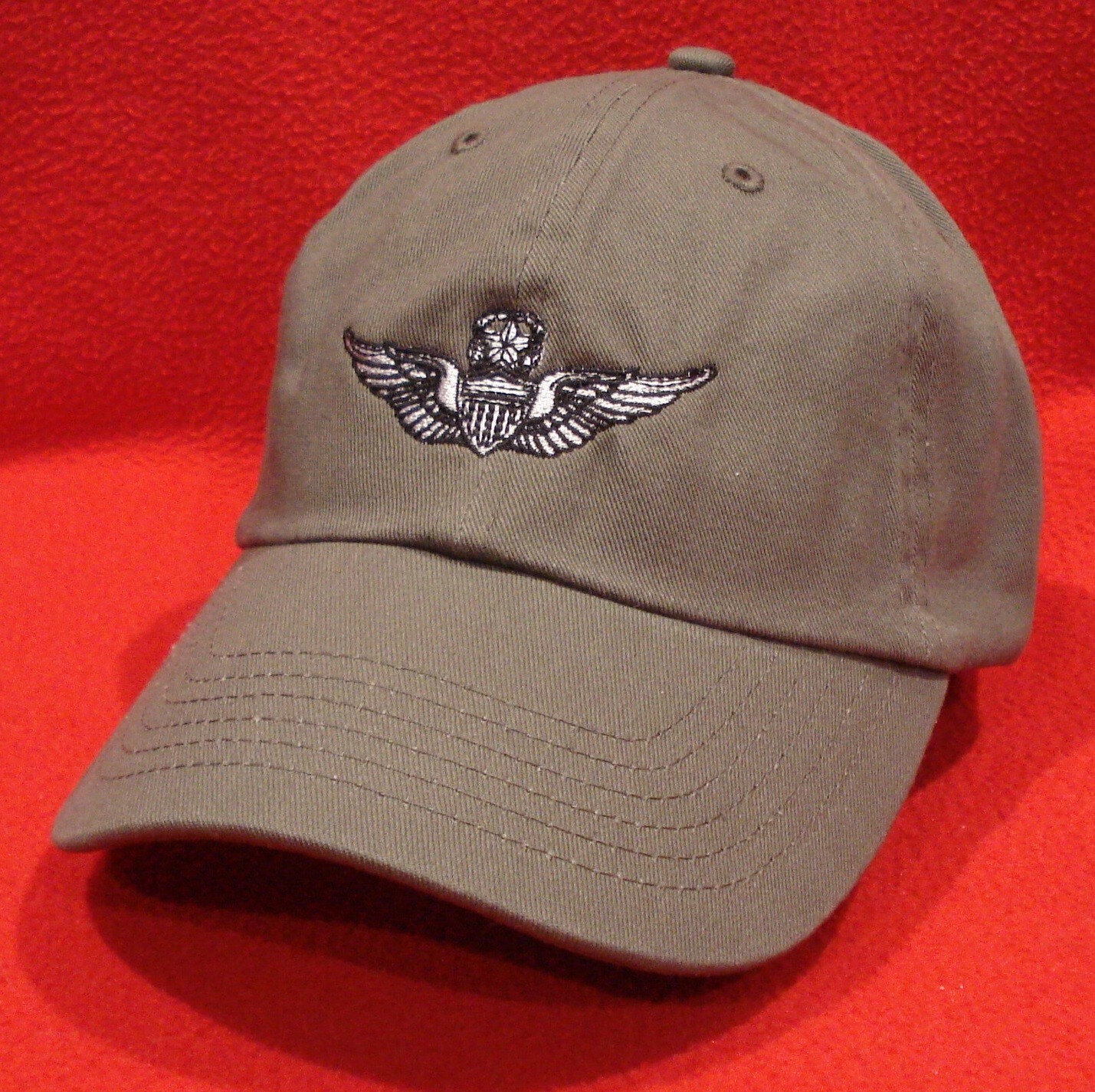 Army Master Aviator Wings Pilot Ball Cap, OD Green low-profile embroidered hat