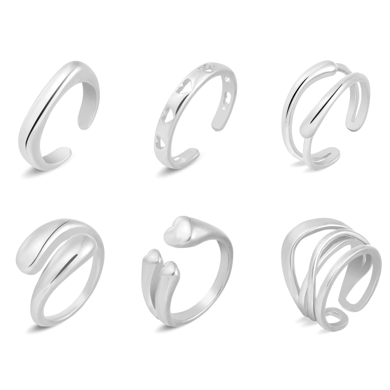 wgoud 6PCS Dome Chunky Gold Rings for Women Waterproof, 14K Gold Plated Braid...