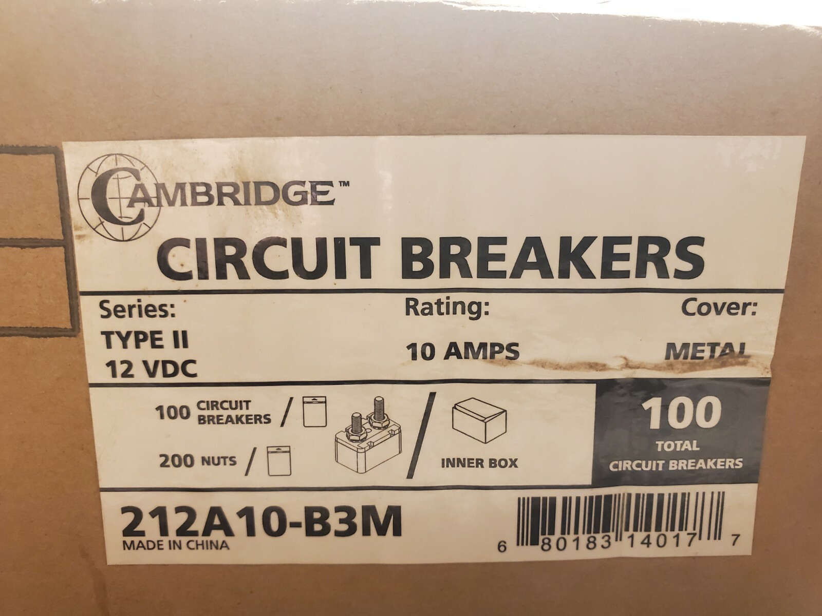 12VOLT / 10 AMP AUTOMATIC RESET CIRCUIT BREAKER METAL WITH BRACKET