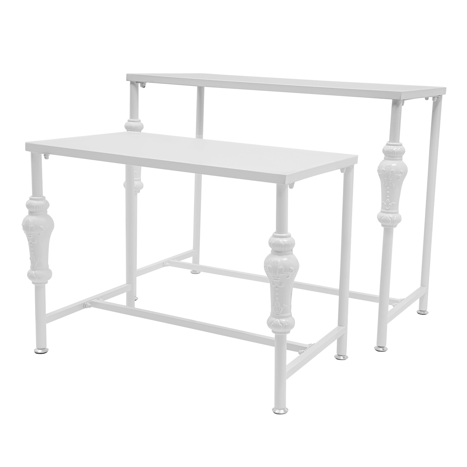 2PCS White Industrial Retail Display Tables Standing Clothing Shoes Display Rack