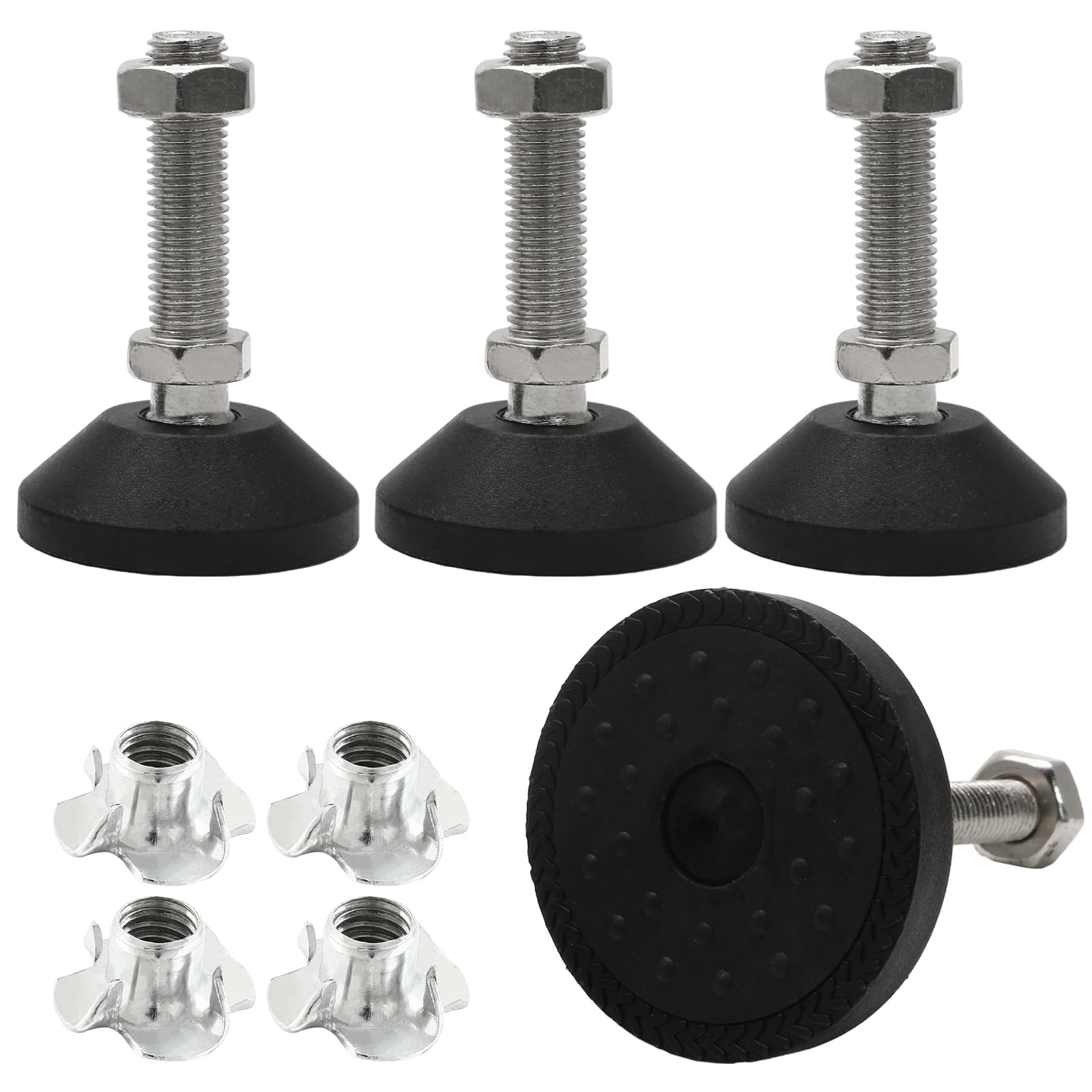Hordion 4Pcs M12 Leveling Feet Adjustable Furniture D50xM12x50, Black