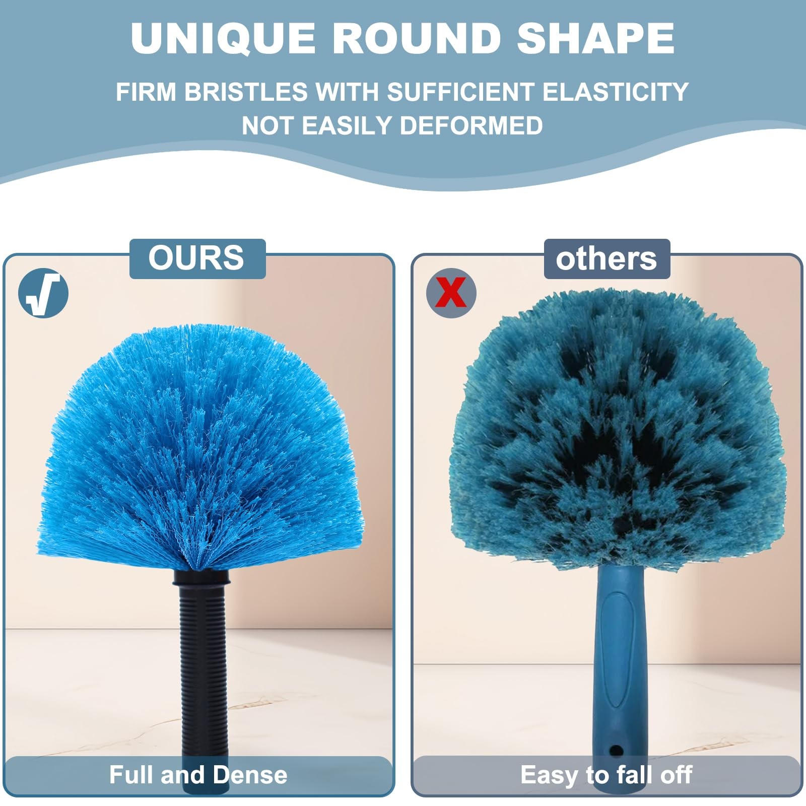2 Pack Blue Robust Cobweb Duster Head Brush//Superior Twist-On Web Cleaning Tool