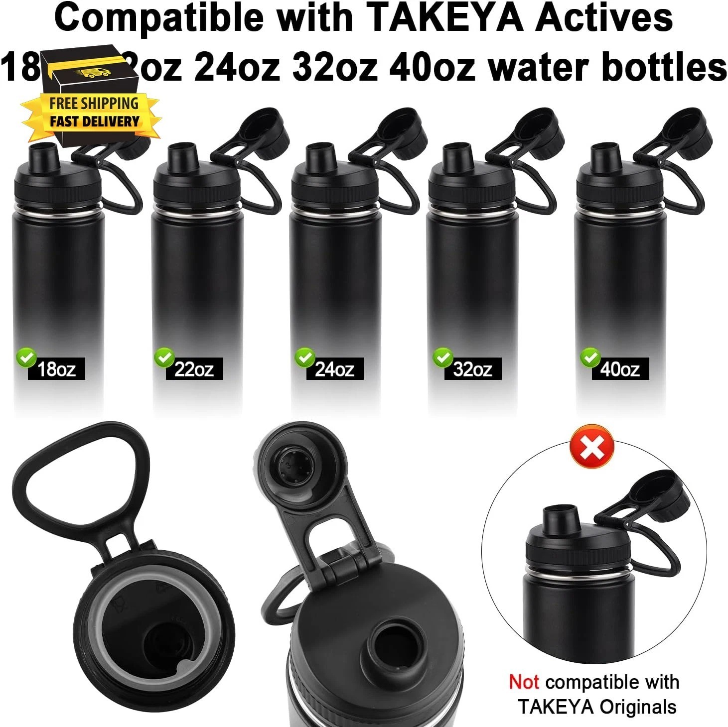6Pcs Replacement Gaskets Compatible with TAKEYA Water Bottle, Leak-Proof Silicon