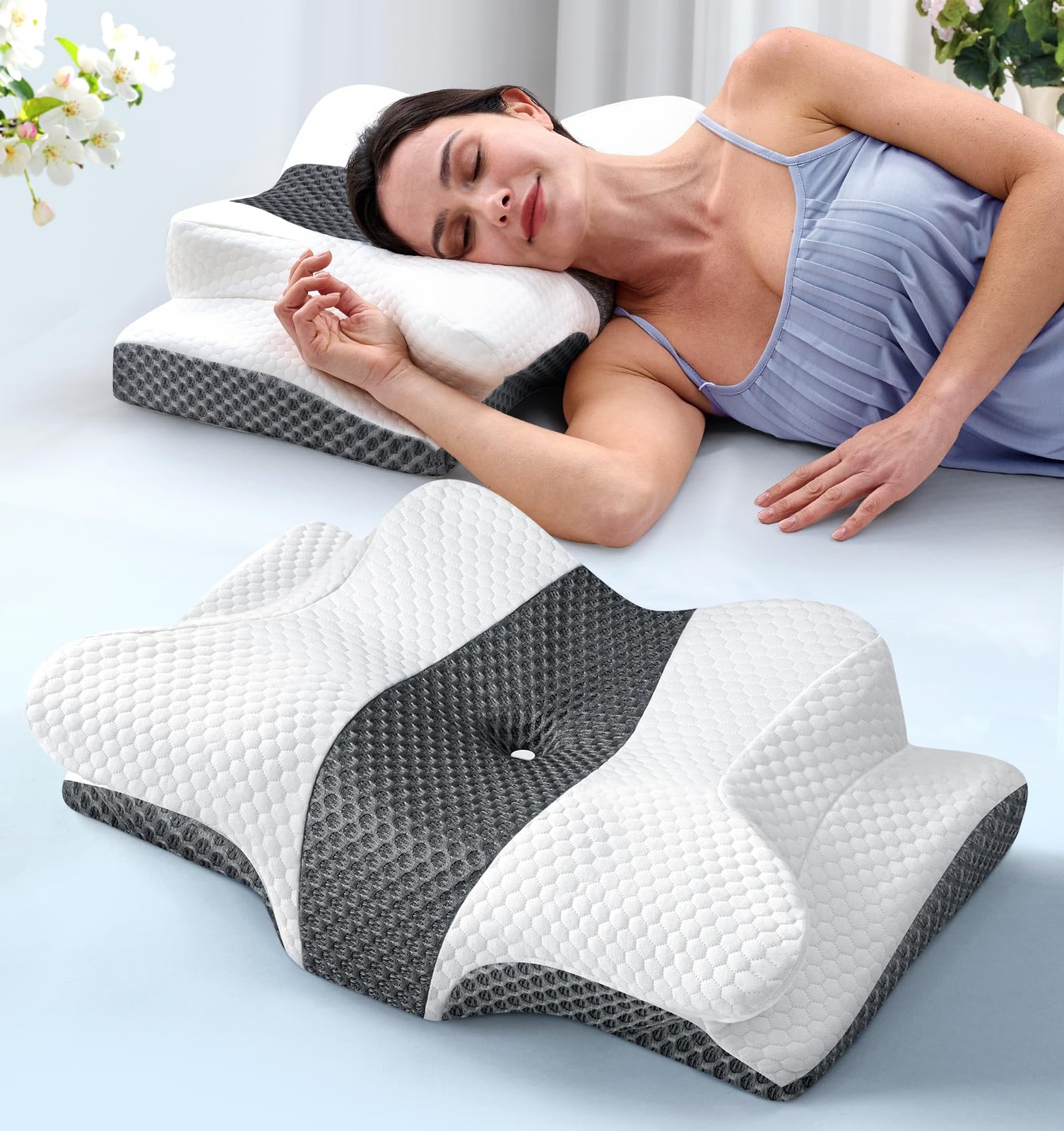 Sleep Doctor Approved Cervical Neck Pillow for Sleeping, Ergonomic Contour Si...