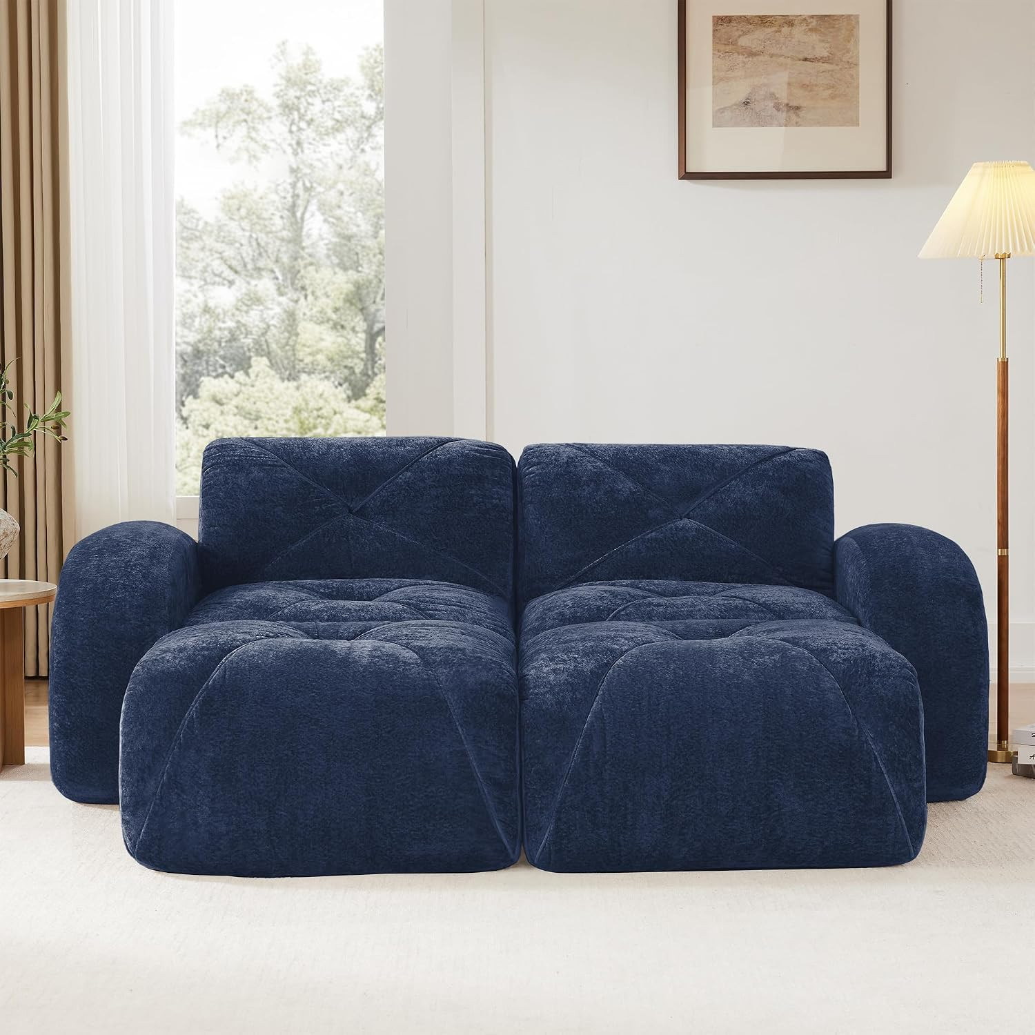 80" Velvet Modular Sectional Loveseat Sofa with High-Density Foam Cushion & 2 Pi