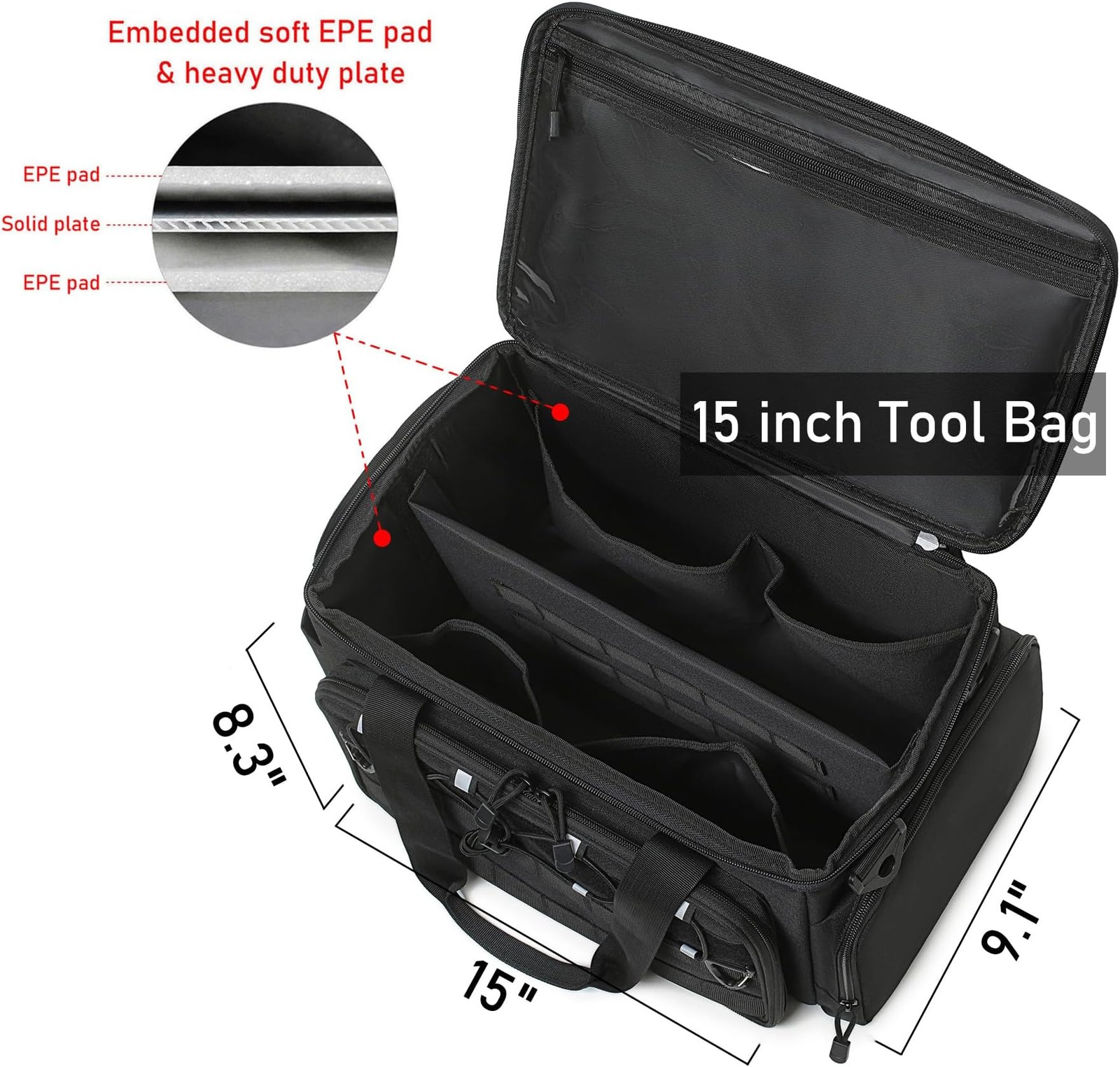 15-Inch Tool Bag Multi-purpose Tool Organizer Bag For Men with Shoulder Strap...