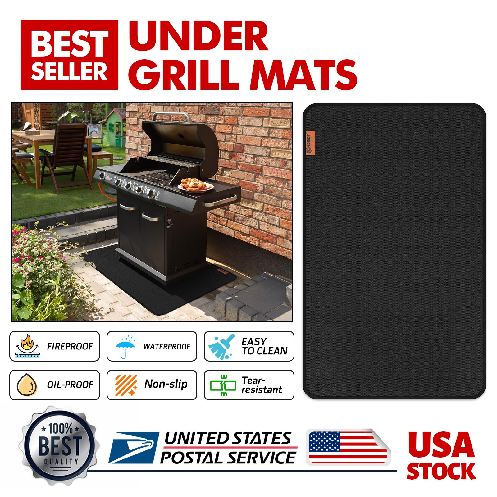 48 X 30 Inches under Grill Mats for Outdoor Grill Double-Sided Fireproof Deck
