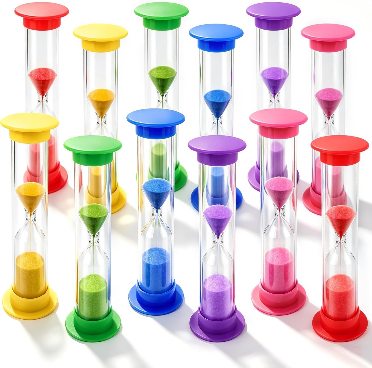 12 Pack Multicolor Sand Timer 2 Minute Hourglass For Classroom Kitchen Decor