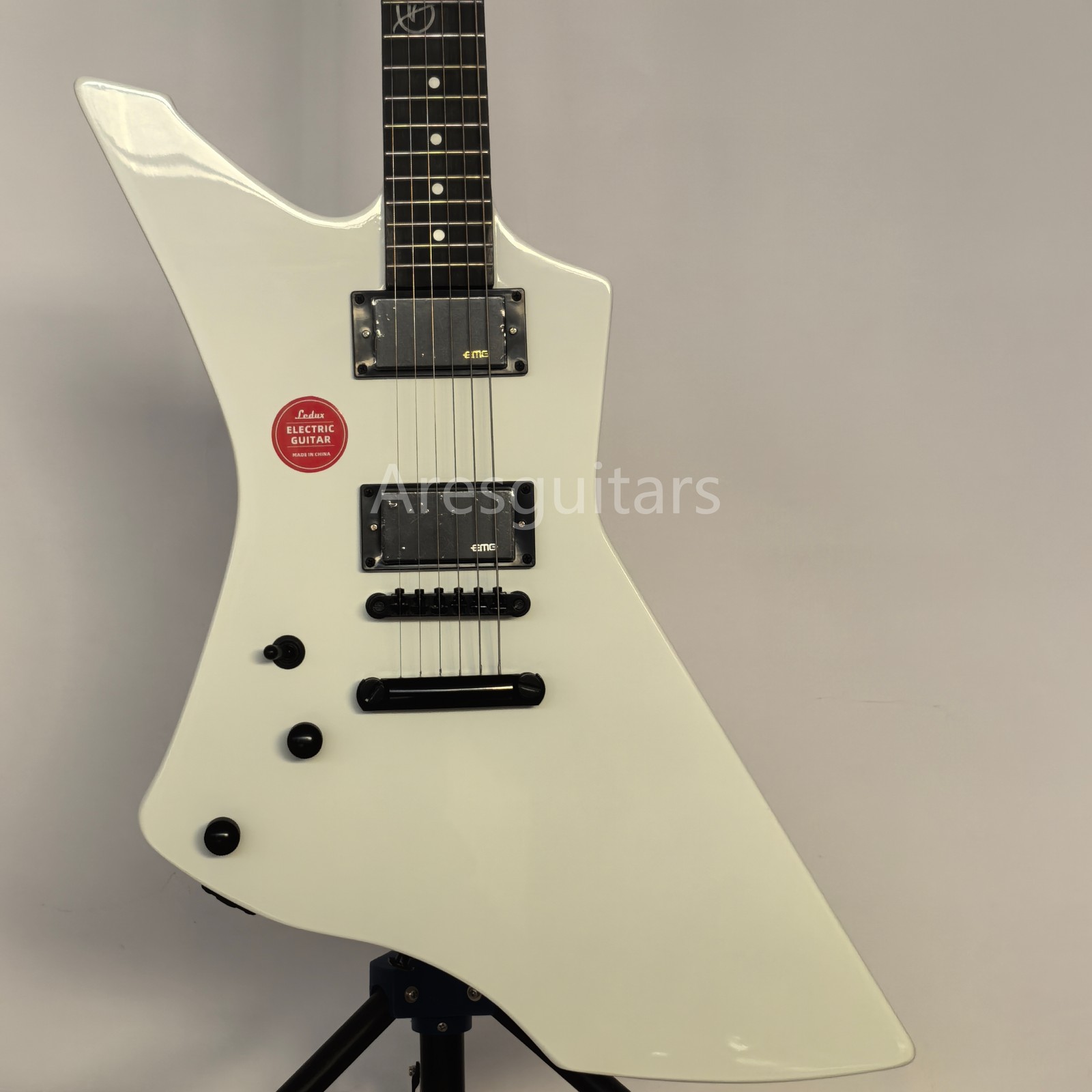 Snakebyte Left Handed Solid Electric Guitar Stainless Fret HH Pickups White