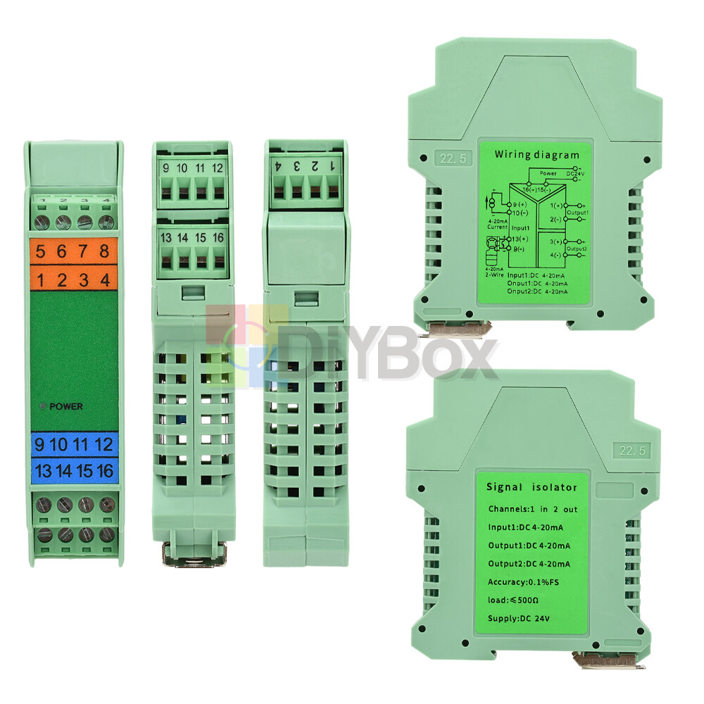 2 IN 2 OUT DC Current Voltage Signal Isolator 4-20mA Analog Signal Transmitter