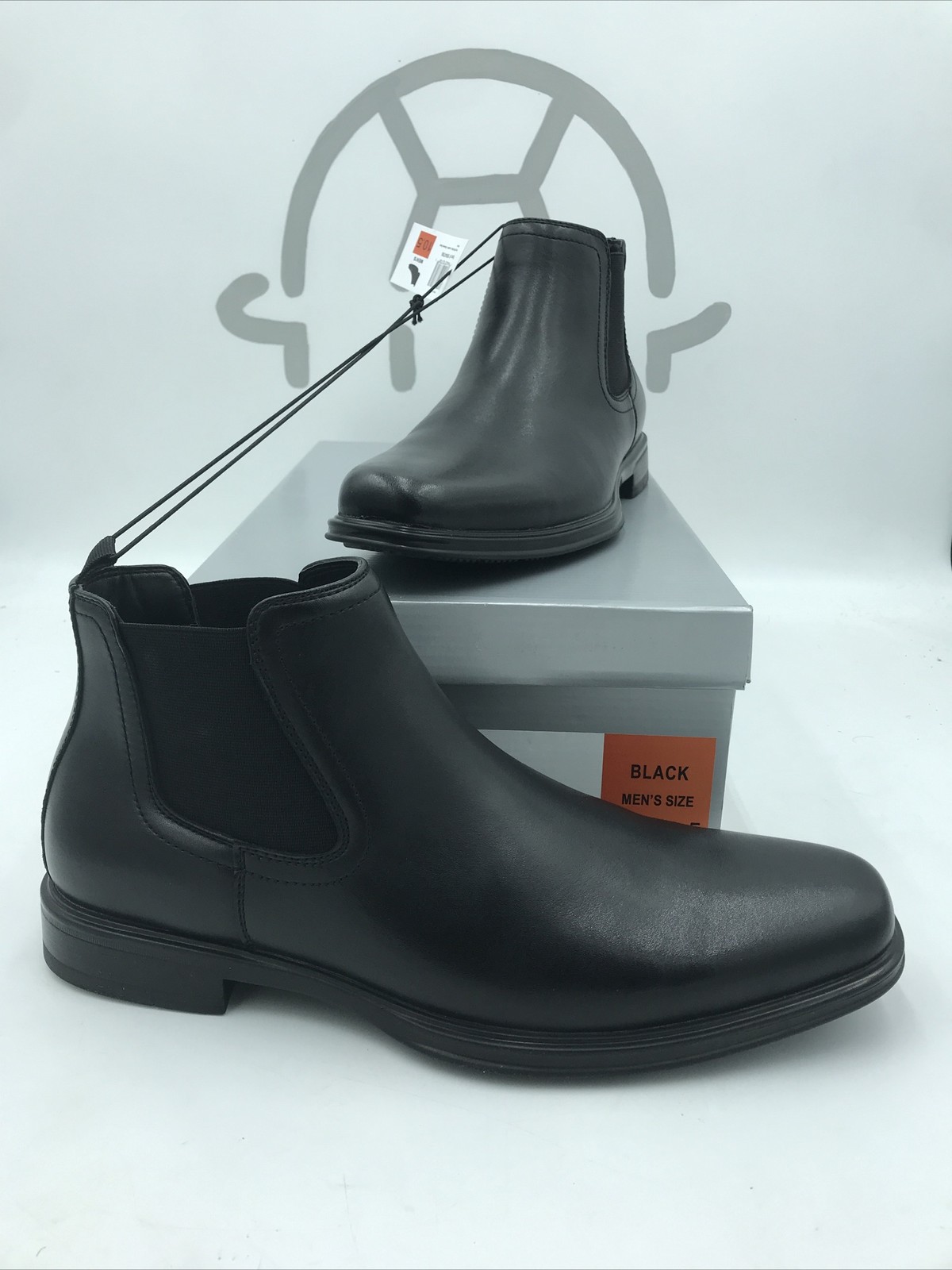 Perry Ellis Mens Chelsea Square Toe Boot Black